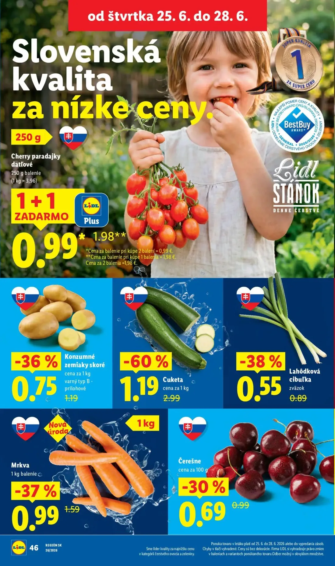 Lidl leták, strana 56 z 99 — Cuketa, Cherry paradajky datľové, Mrkva