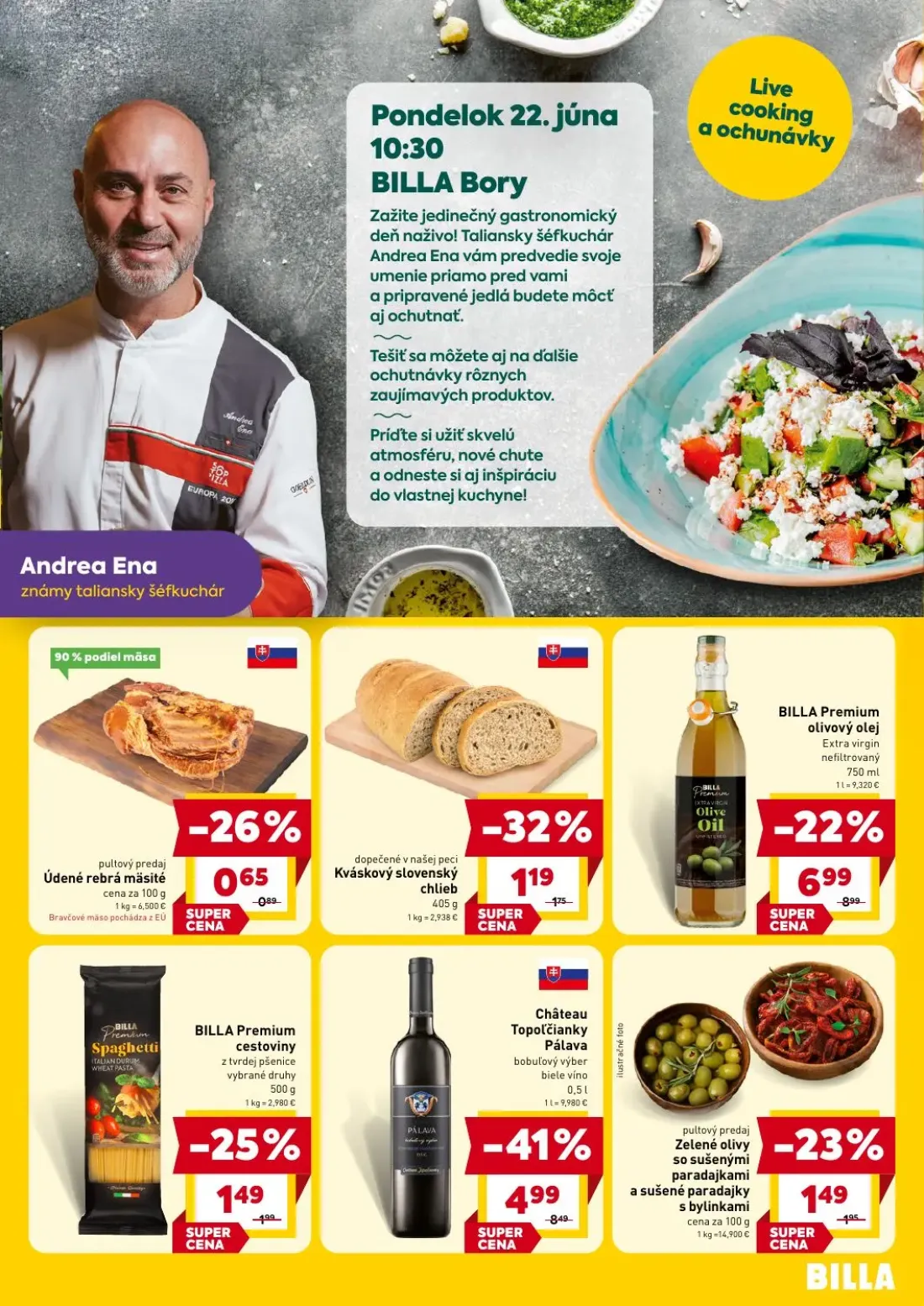 Billa leták, strana 3 z 4 — Château Topoľčianky Pálava bobuľový výber biele víno, BILLA Premium olivový olej Extra virgin ne…