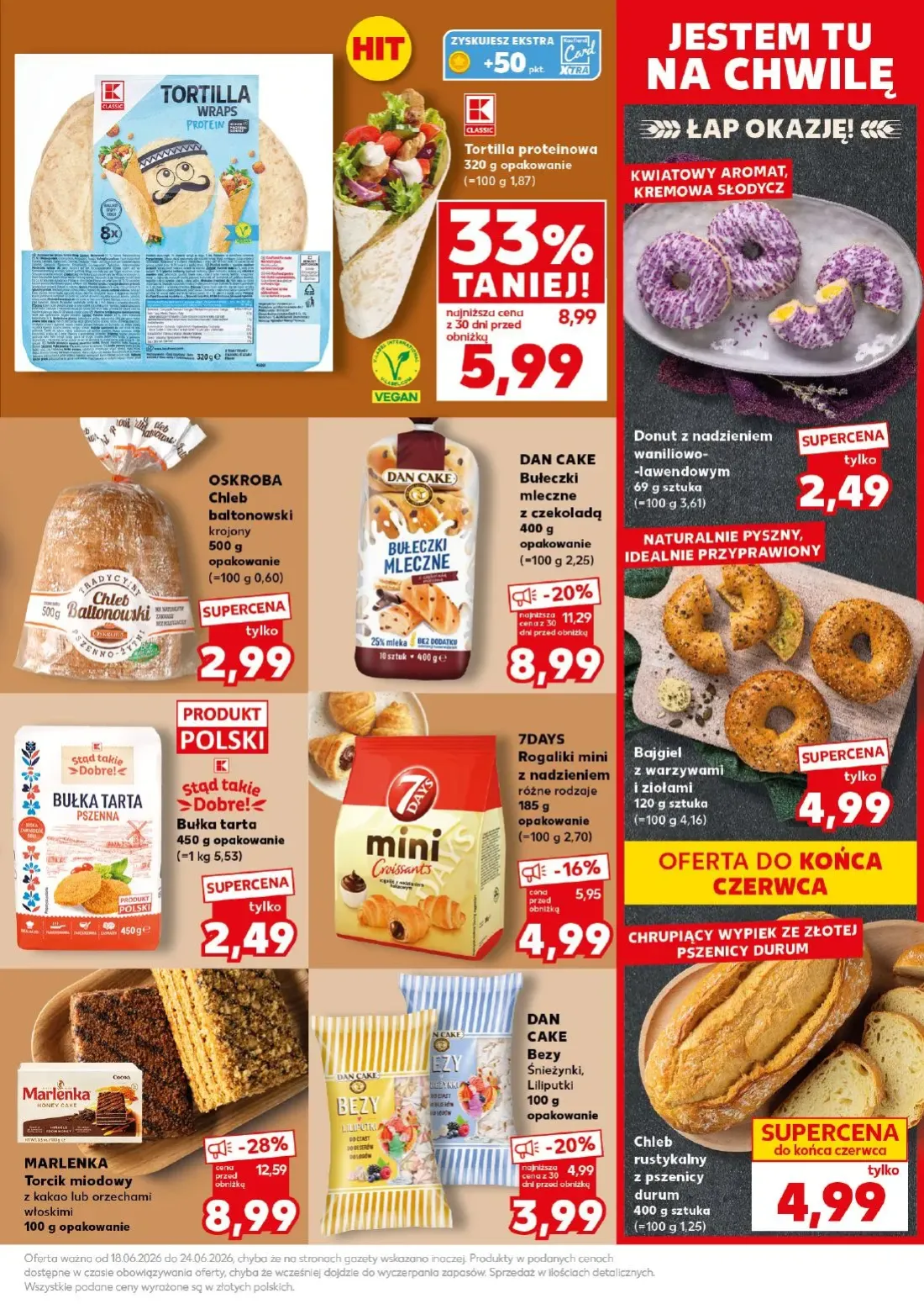Kaufland gazetka, strona 15 z 32 — MARLENKA Torcik miodowy z kakao lub orzechami włoskimi, Tortilla proteinowa, DAN CAKE Buł…
