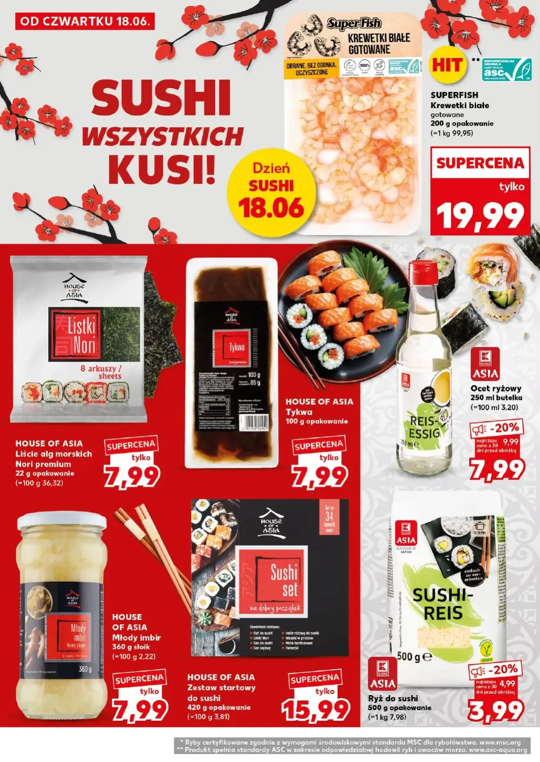 Kaufland gazetka, strona 22 z 32 — Ocet ryżowy, Ryż do sushi, Krewetki białe gotowane