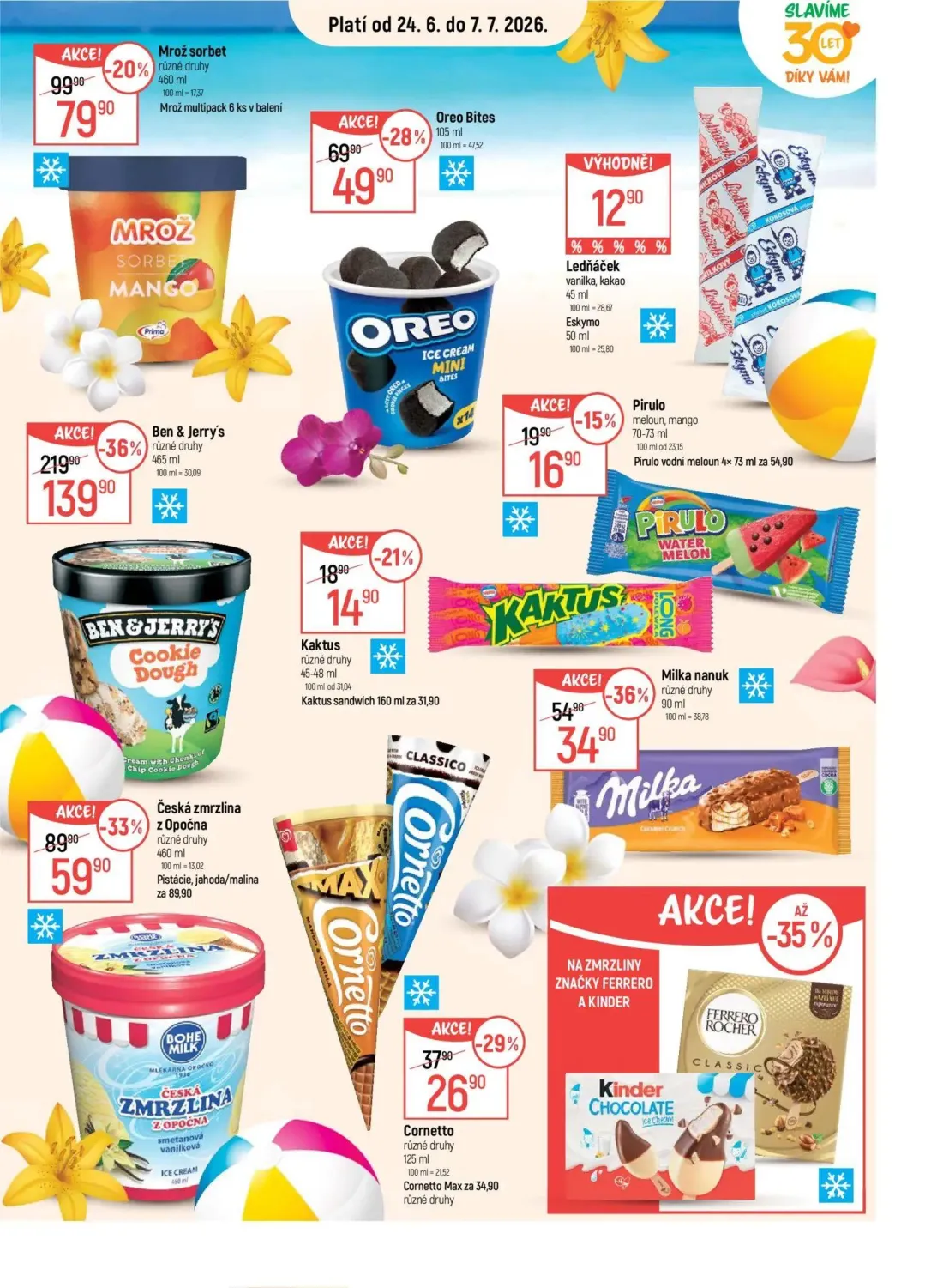 GLOBUS leták, strana 13 z 42 — Ben & Jerry's, Česká zmrzlina z Opočna, Mrož sorbet