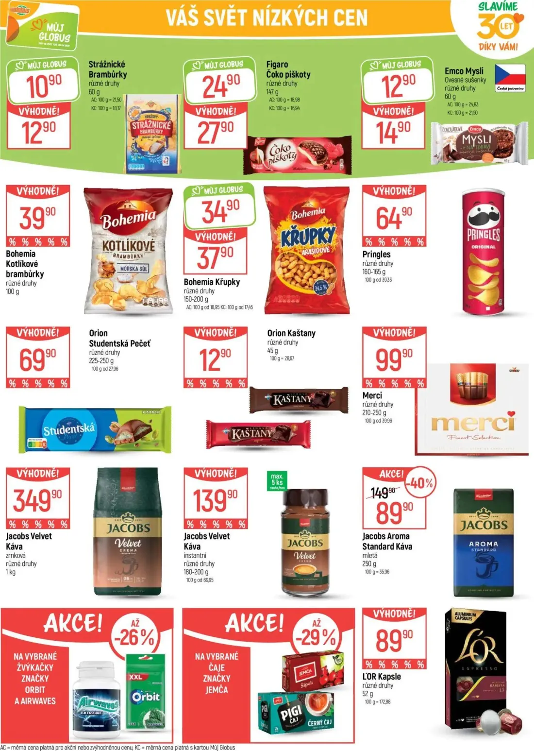 GLOBUS leták, strana 24 z 42 — Jacobs Aroma Standard Káva, Figaro Čoko piškoty, Bohemia Křupky