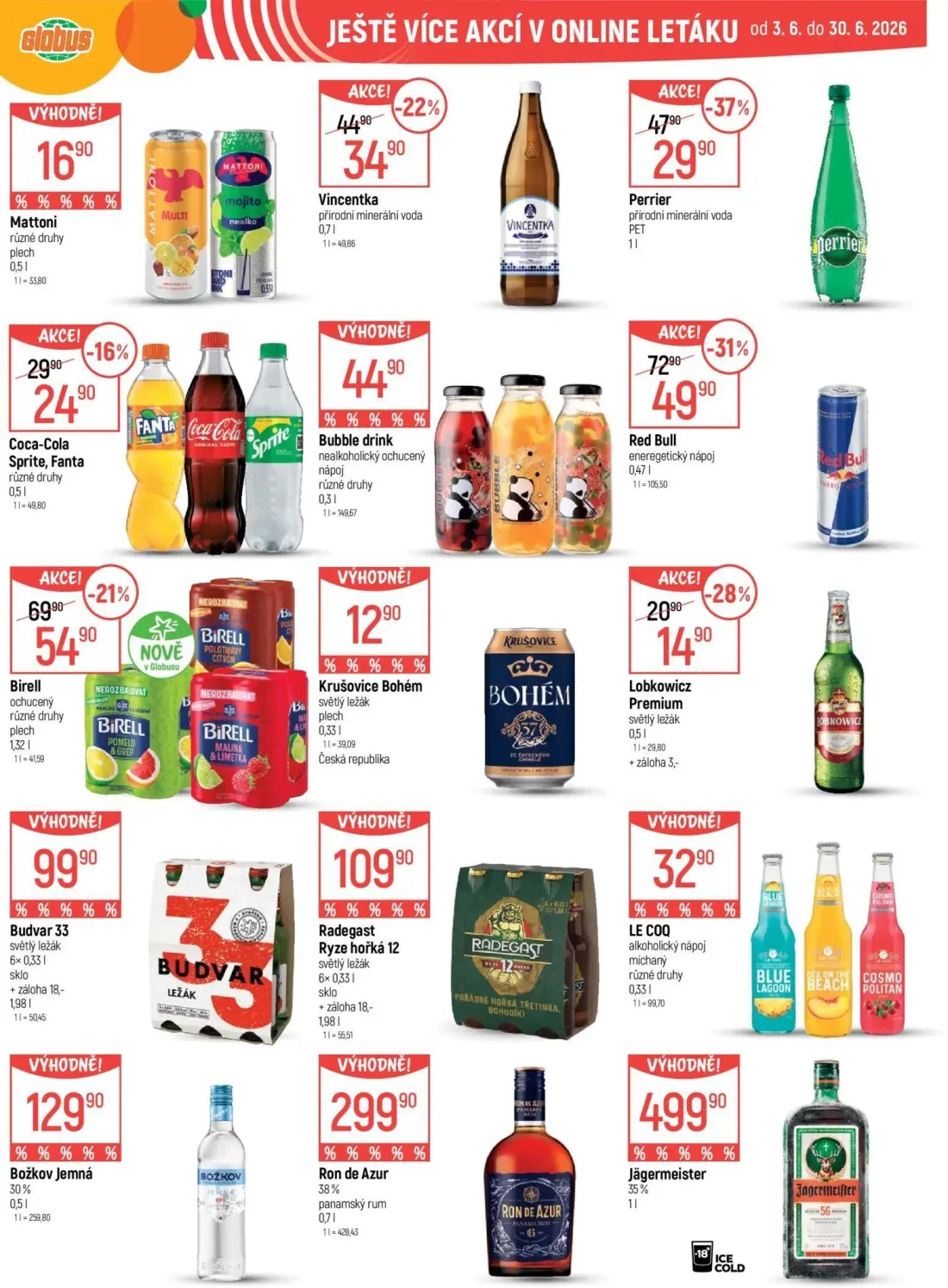 GLOBUS leták, strana 37 z 42 — Red Bull, Perrier, Birell