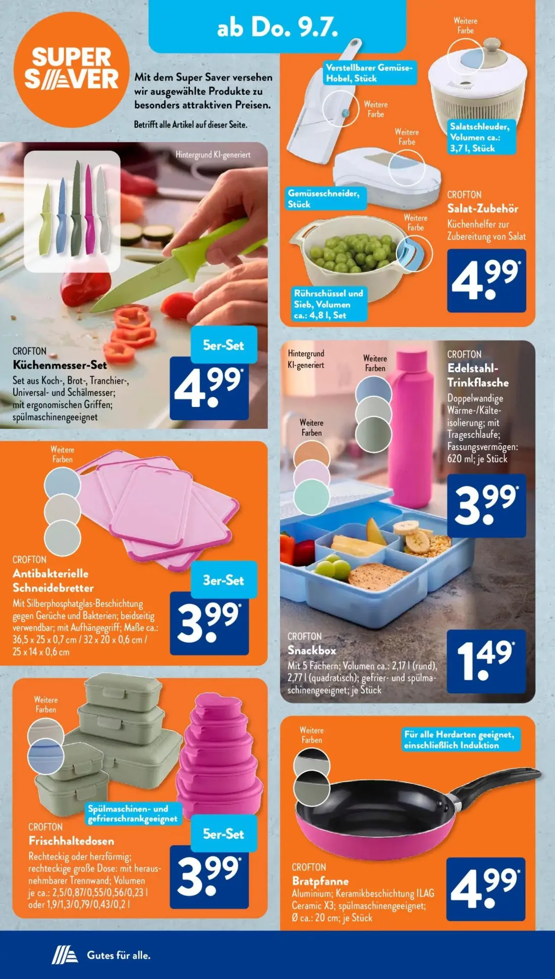 Aldi Süd Prospekt, Seite 7 von 24 — Küchenmesser-Set, Salat-Zubehör, Antibakterielle Schneidebretter