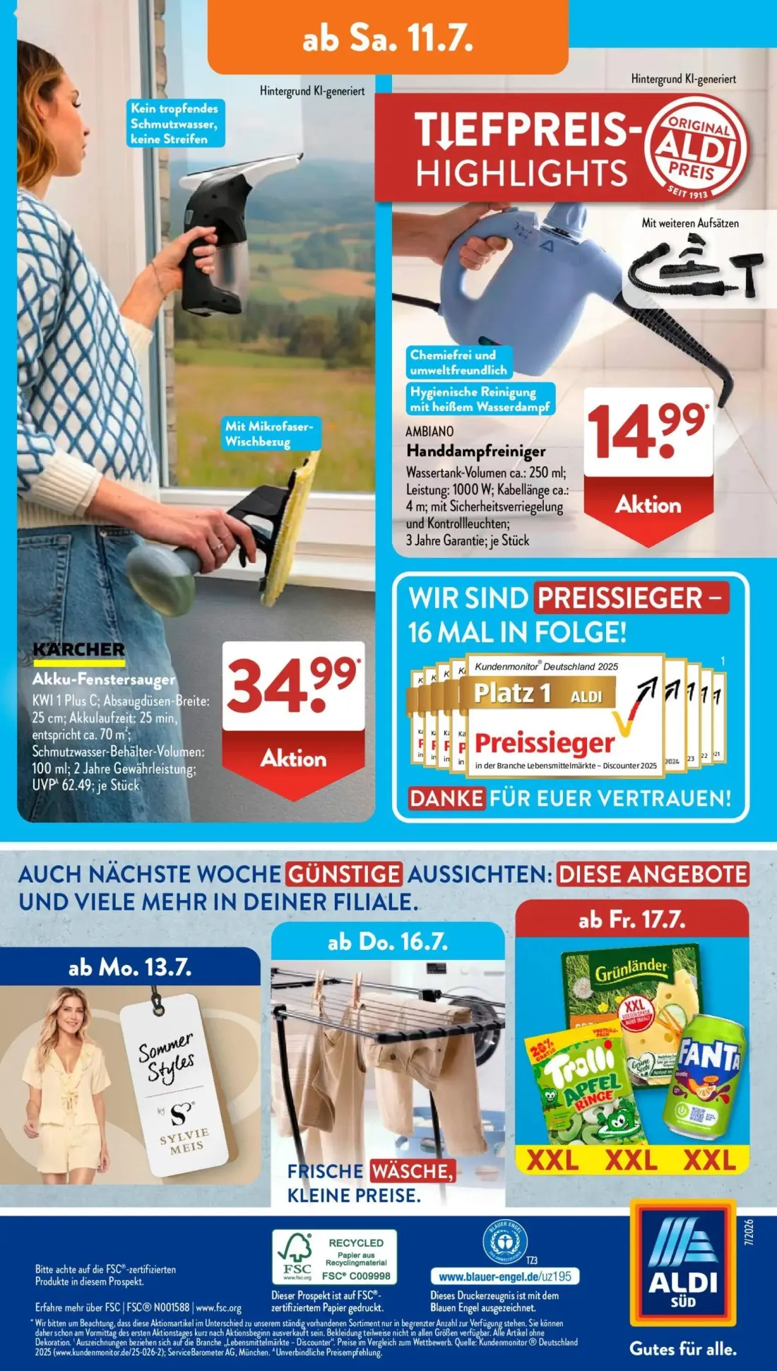 Aldi Süd Prospekt, Seite 17 von 24 — Akku-Fenstersauger, Handdampfreiniger
