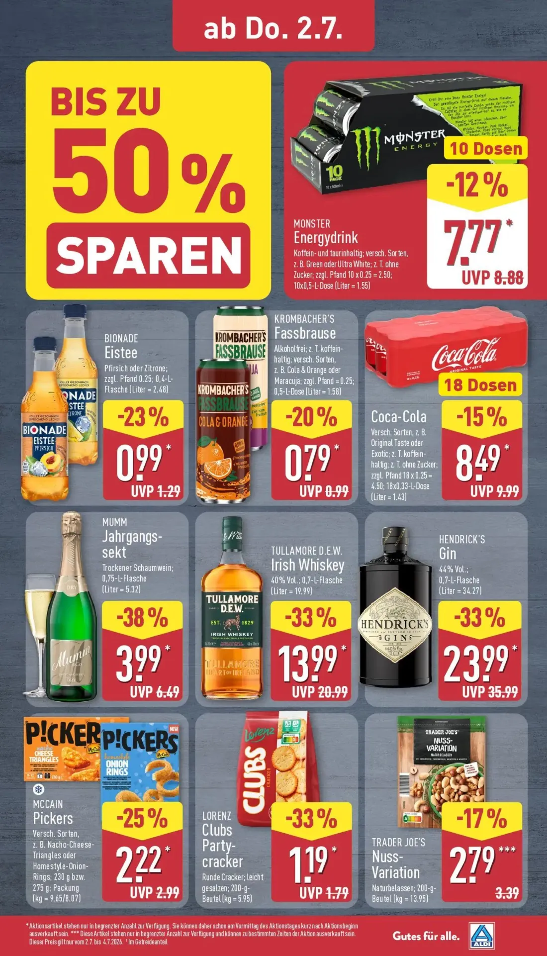 Aldi Nord Prospekt, Seite 35 von 45 — HENDRICK'S Gin, TULLAMORE D.E.W. Irish Whiskey, Mumm Jahrgangs- sekt
