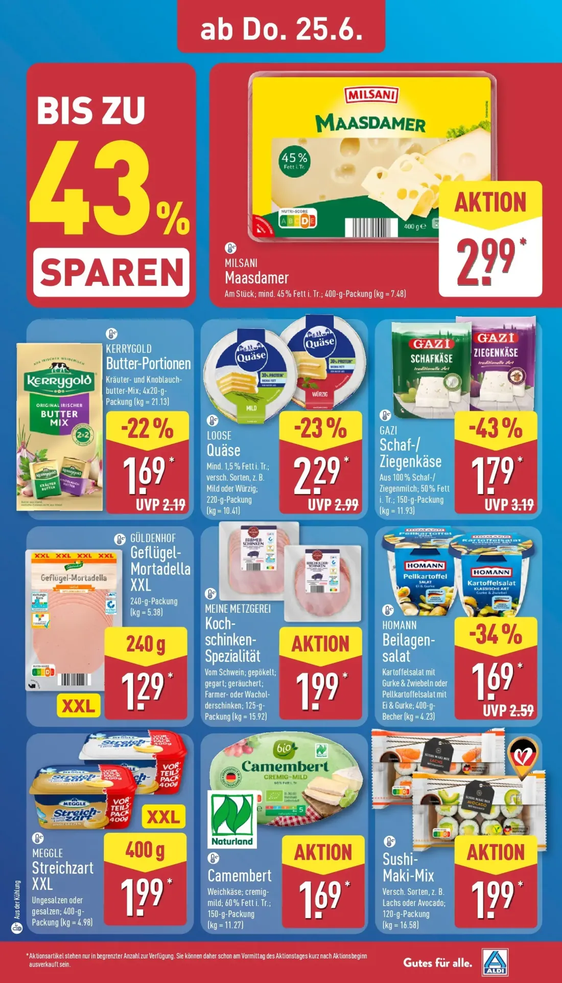 Aldi Nord Prospekt, Seite 31 von 41 — MILSANI Maasdamer, Camembert