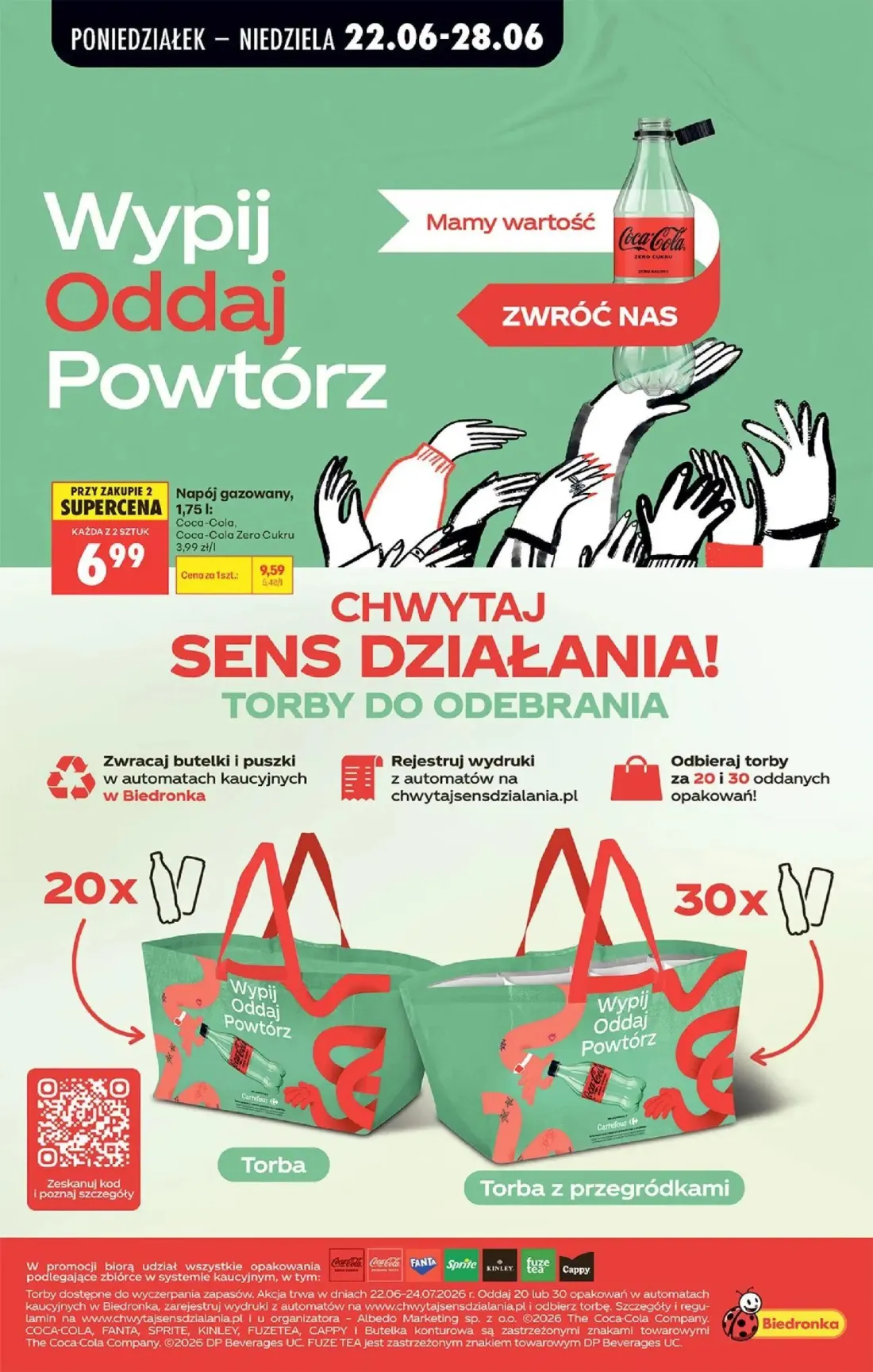 Biedronka gazetka, strona 79 z 96 — Napój gazowany Coca-Cola, Coca-Cola Zero Cukru