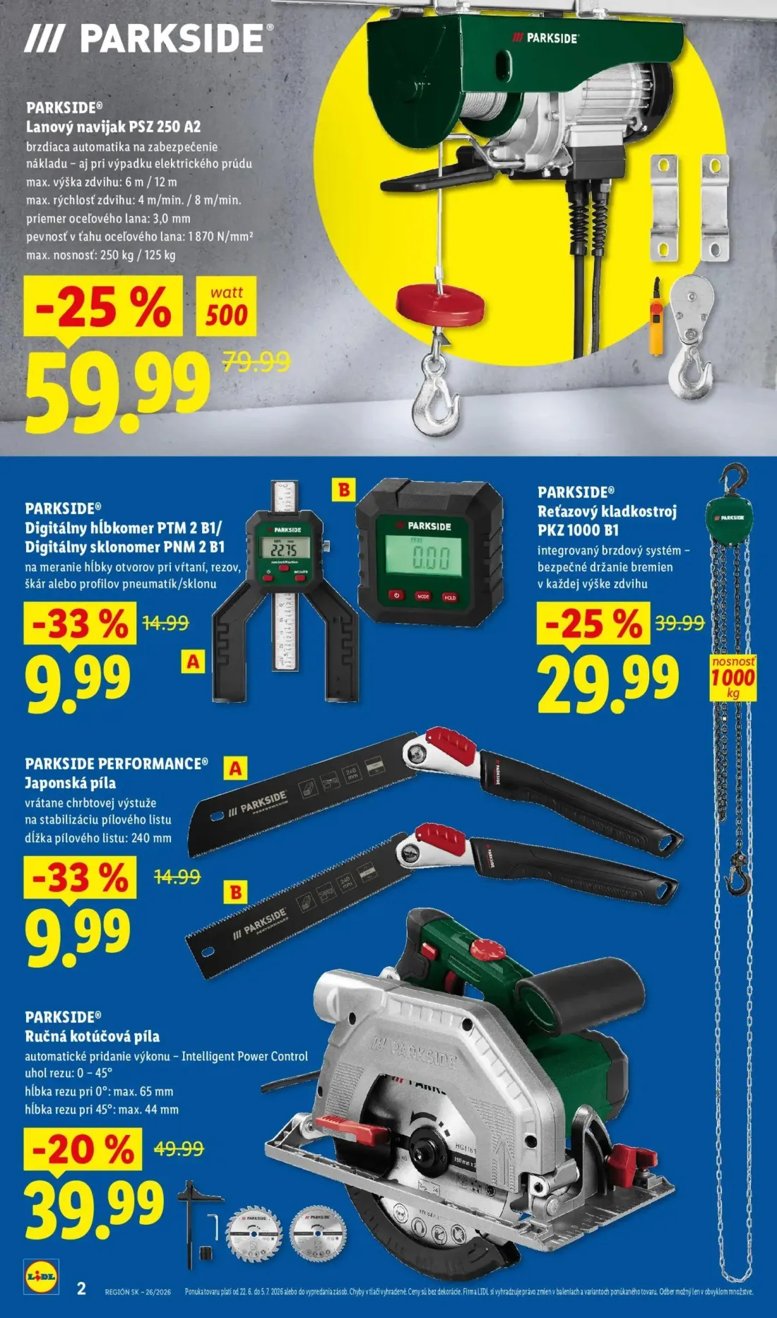Lidl leták, strana 2 z 8 — Ručná kotúčová píla, Japonská píla