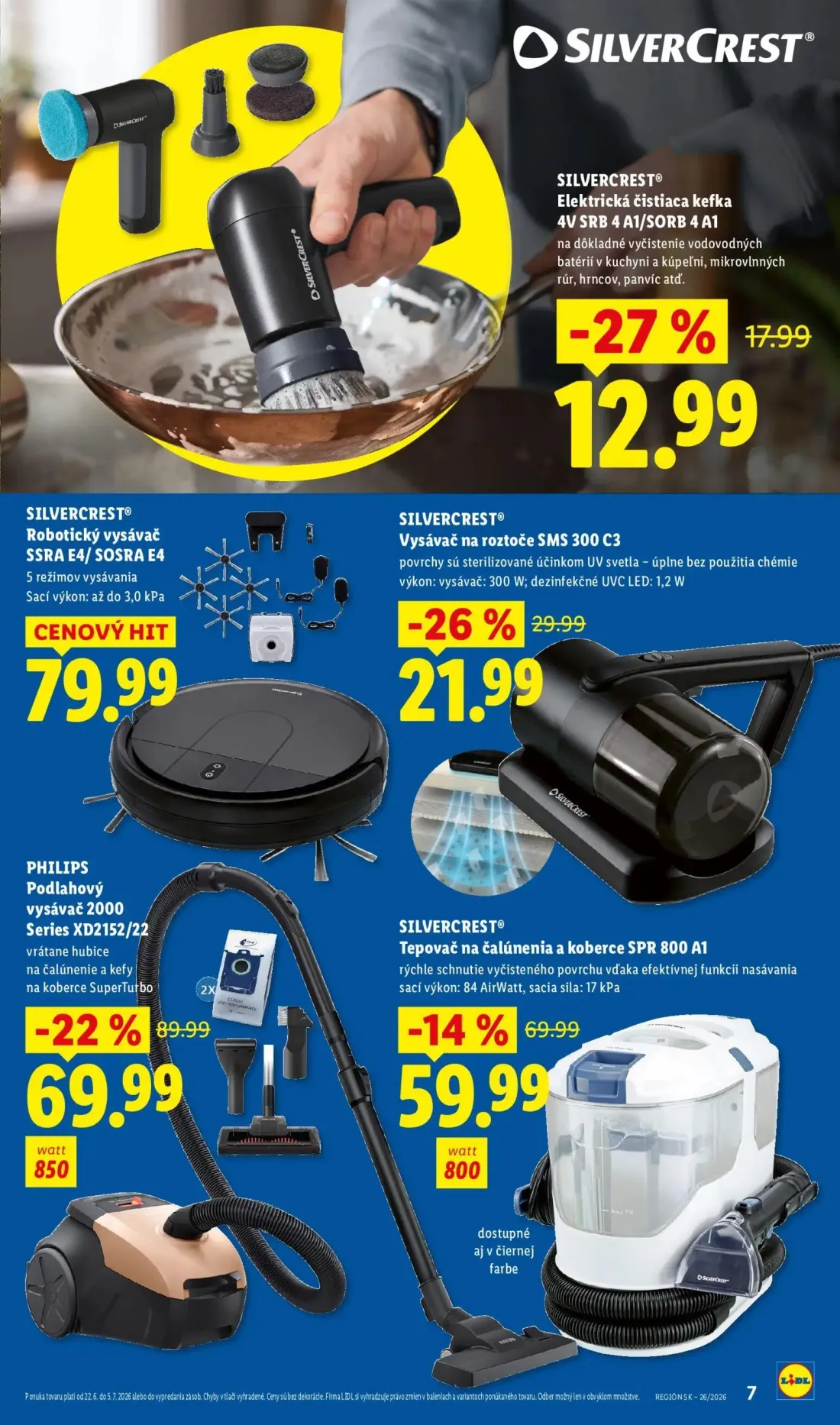 Lidl leták, strana 7 z 8 — Podlahový vysávač 2000 Series XD2152/22, Tepovač na čalúnenia a koberce SPR 800 A1, Vysávač na ro…