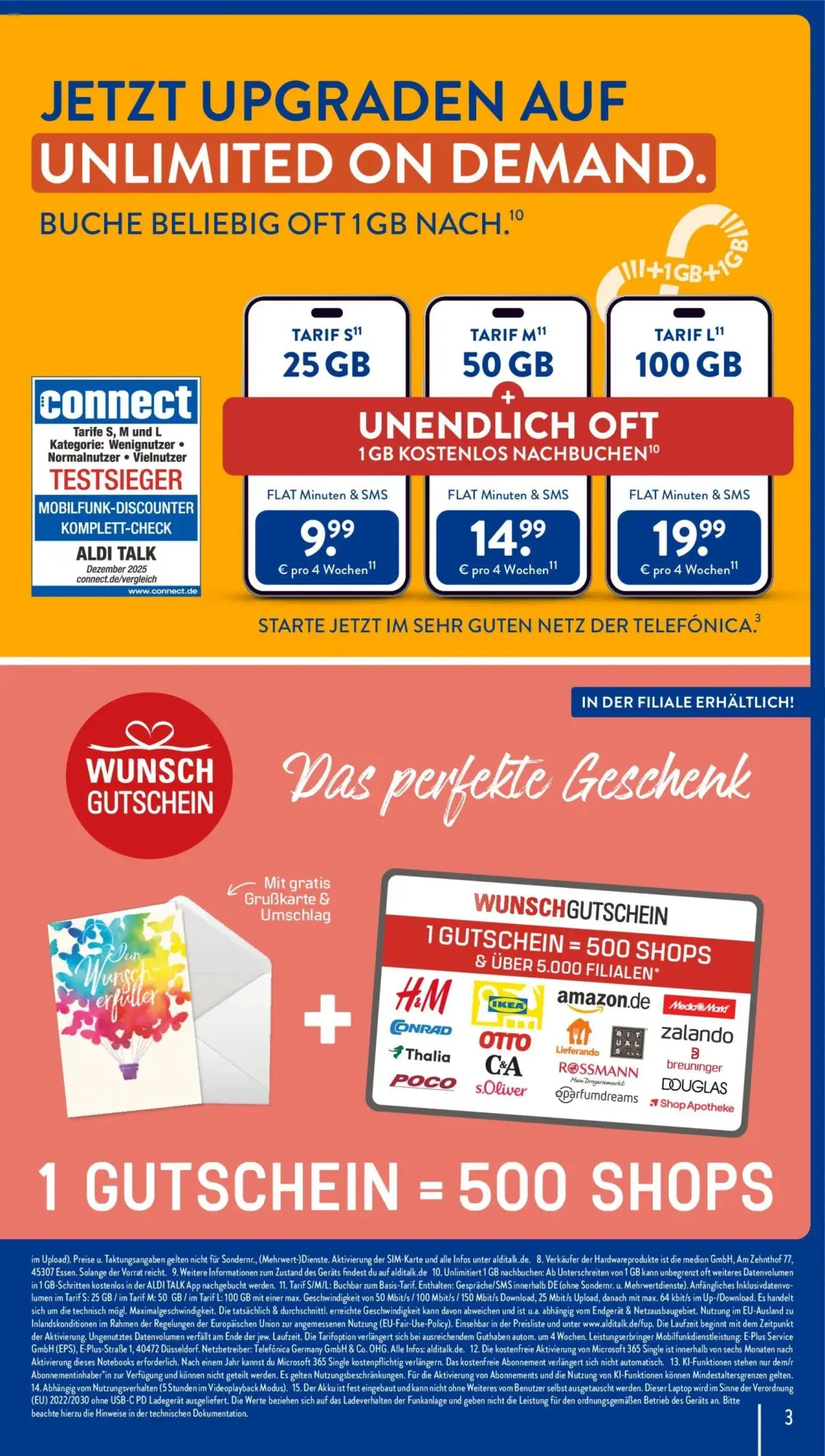 Aldi Süd Prospekt, Seite 3 von 4 — TARIF S, TARIF M, TARIF L