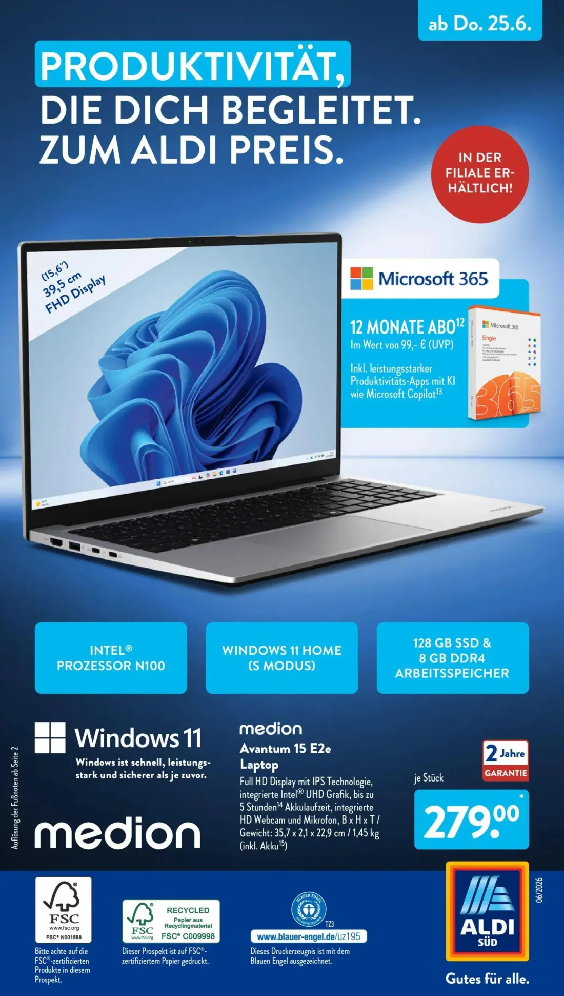 Aldi Süd Prospekt, Seite 4 von 4 — Medion Avantum 15 E2e Laptop