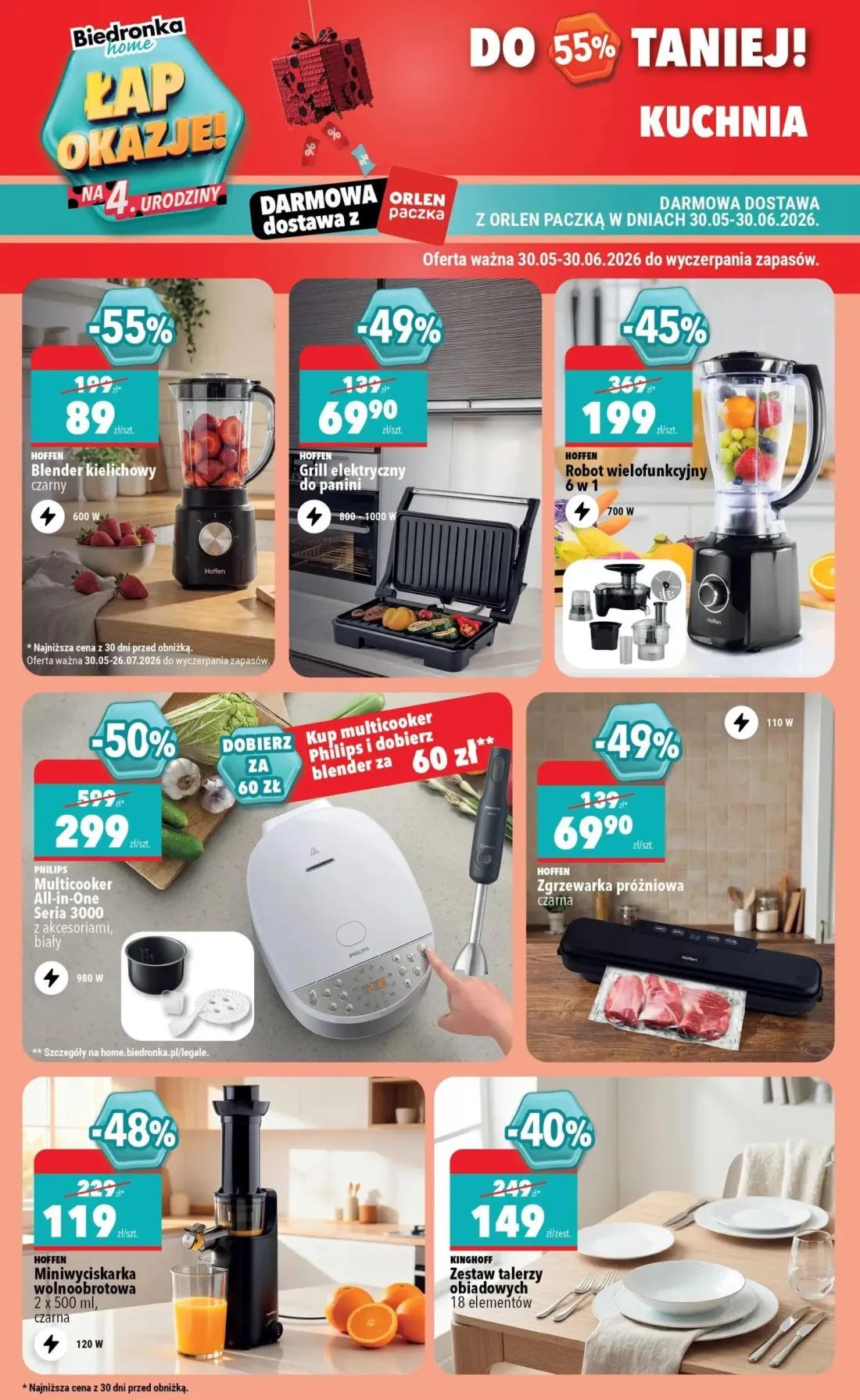 Biedronka gazetka, strona 4 z 6 — Multicooker All-in-One Seria 3000 z akcesoriami, biały, Robot wielofunkcyjny 6 w 1, Blende…