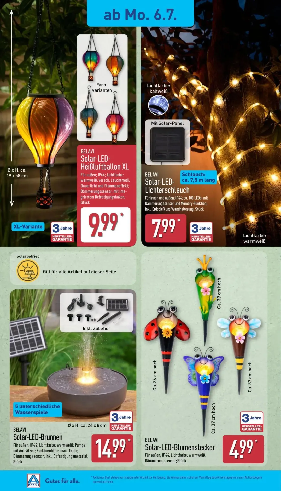 Aldi Nord Prospekt, Seite 3 von 15 — BELAVI Solar-LED-Heißluftballon XL, BELAVI Solar-LED-Lichterschlauch, BELAVI Solar-LED-…