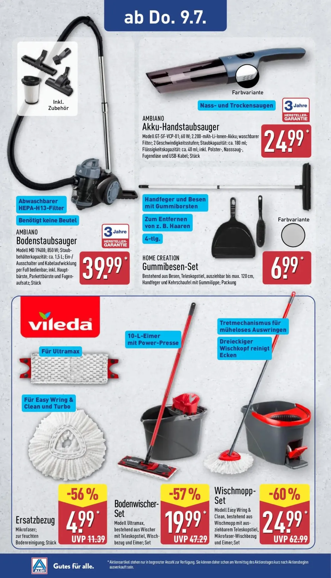 Aldi Nord Prospekt, Seite 13 von 15 — Bodenwischer-Set, Akku-Handstaubsauger, Bodenstaubsauger