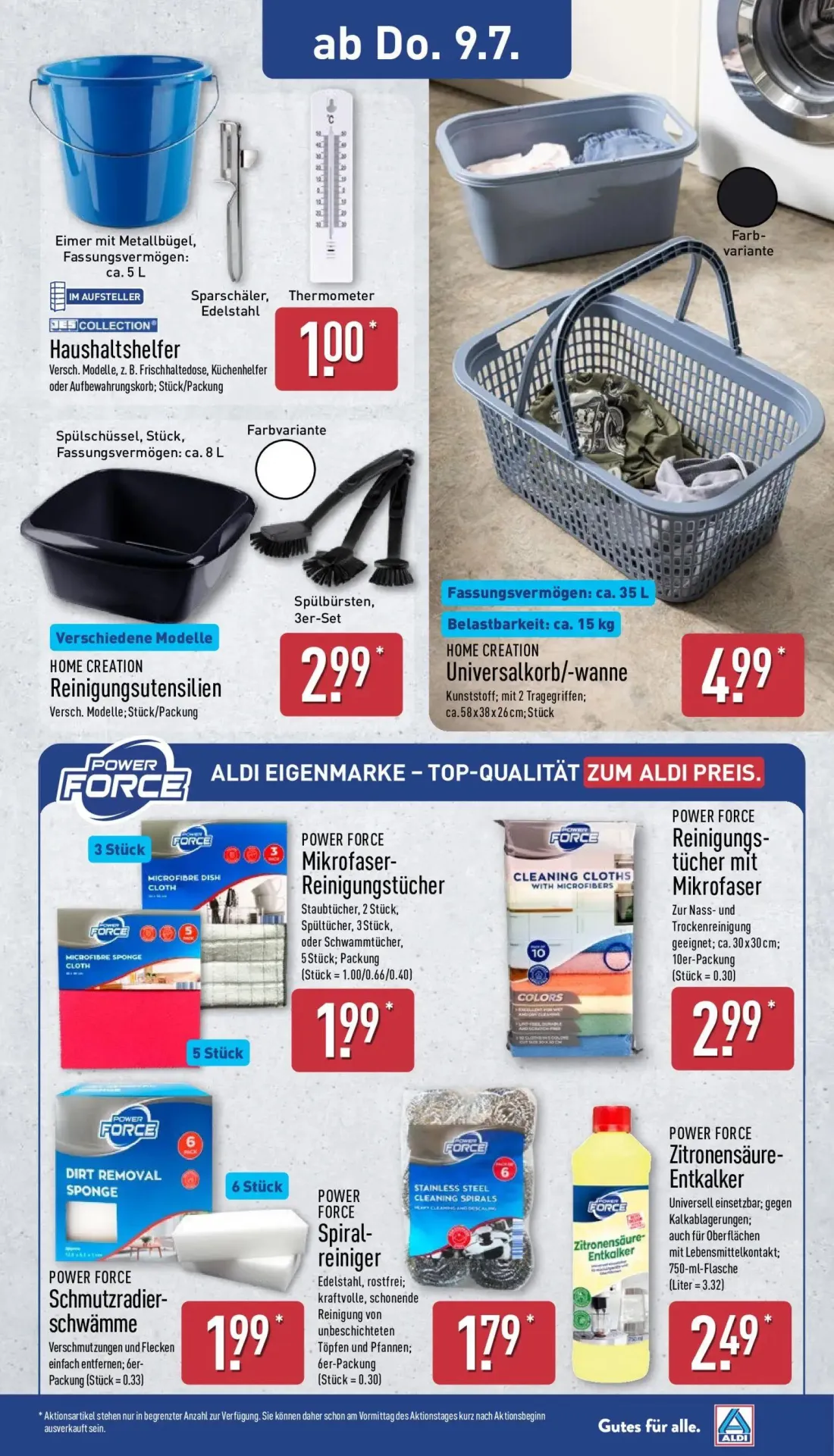 Aldi Nord Prospekt, Seite 14 von 15 — Spülbürsten, HOME CREATION Universalkorb/-wanne, POWER FORCE Mikrofaser-Reinigungstüch…