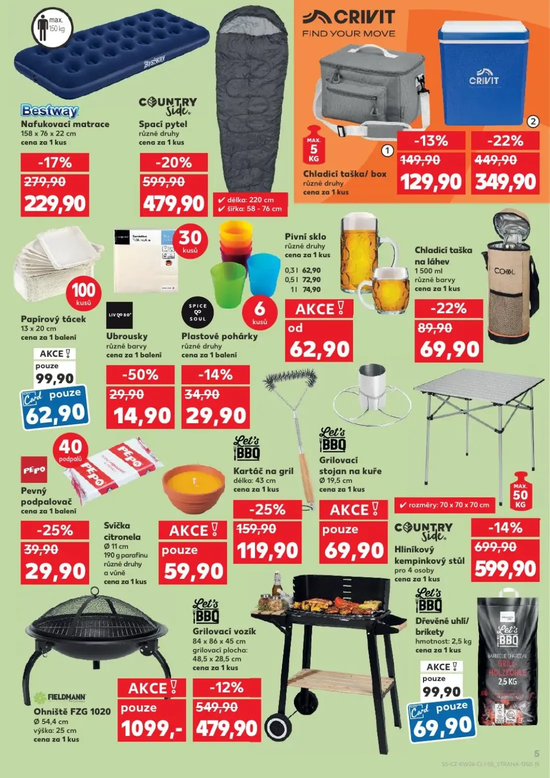 Kaufland leták, strana 5 z 8 — Kartáč na gril, Grilovací stojan na kuře