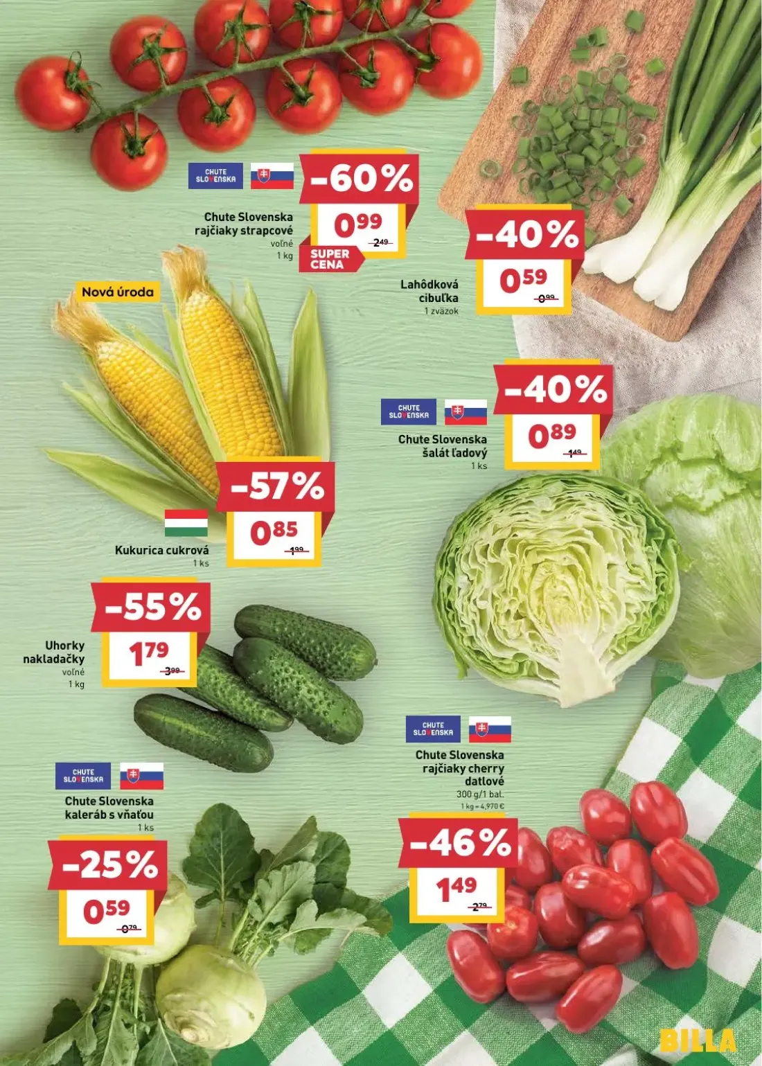 Billa leták, strana 3 z 29 — Uhorky nakladačky, Chute Slovenska rajčiaky strapcové, Chute Slovenska rajčiaky cherry datlové