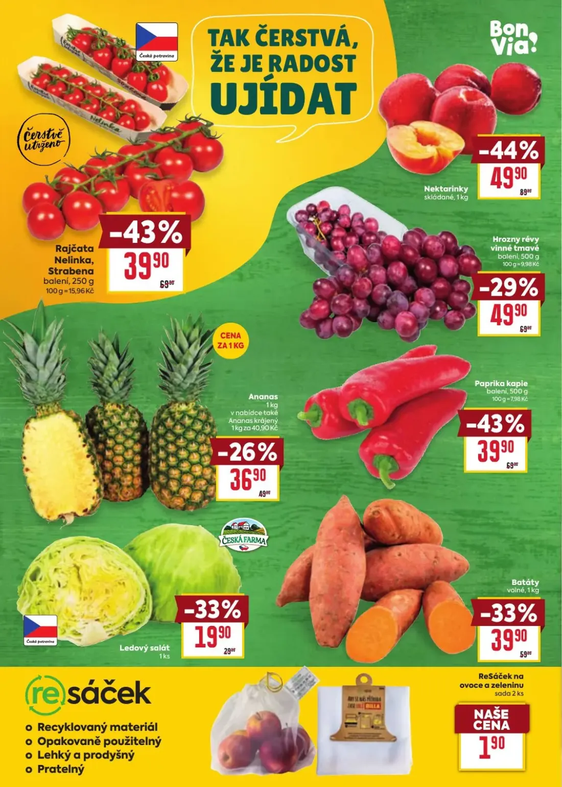Billa leták, strana 4 z 35 — Nektarinky, Rajčata Nelinka, Strabena, Paprika kapie
