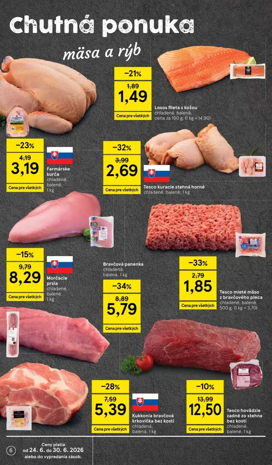 Tesco Supermarket leták, strana 6 z 33 — Kukkonia bravčová krkovička bez kosti