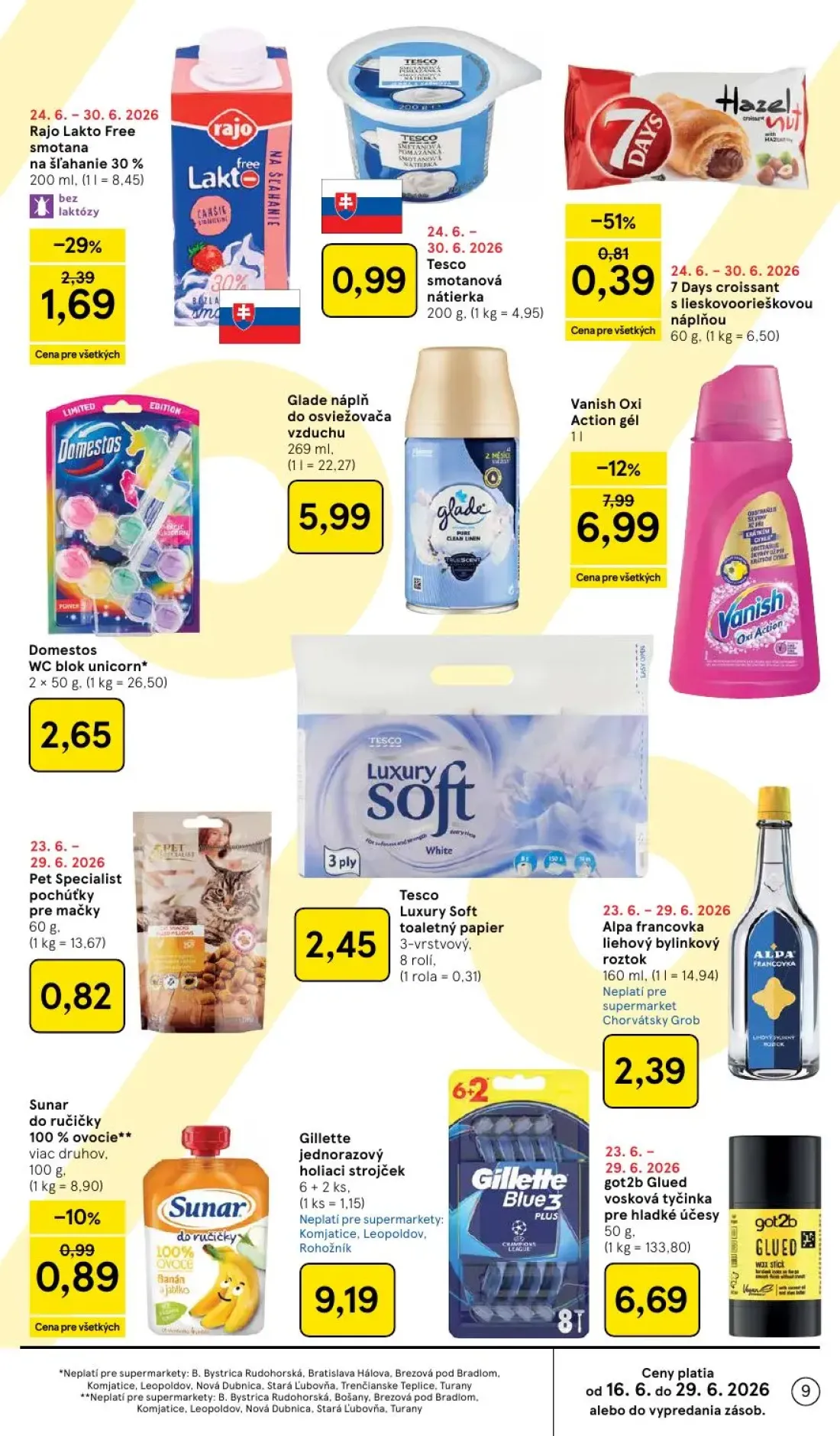 Tesco Supermarket leták, strana 9 z 33 — Rajo Lakto Free smotana na šľahanie 30 %, Pet Specialist pochúťky pre mačky