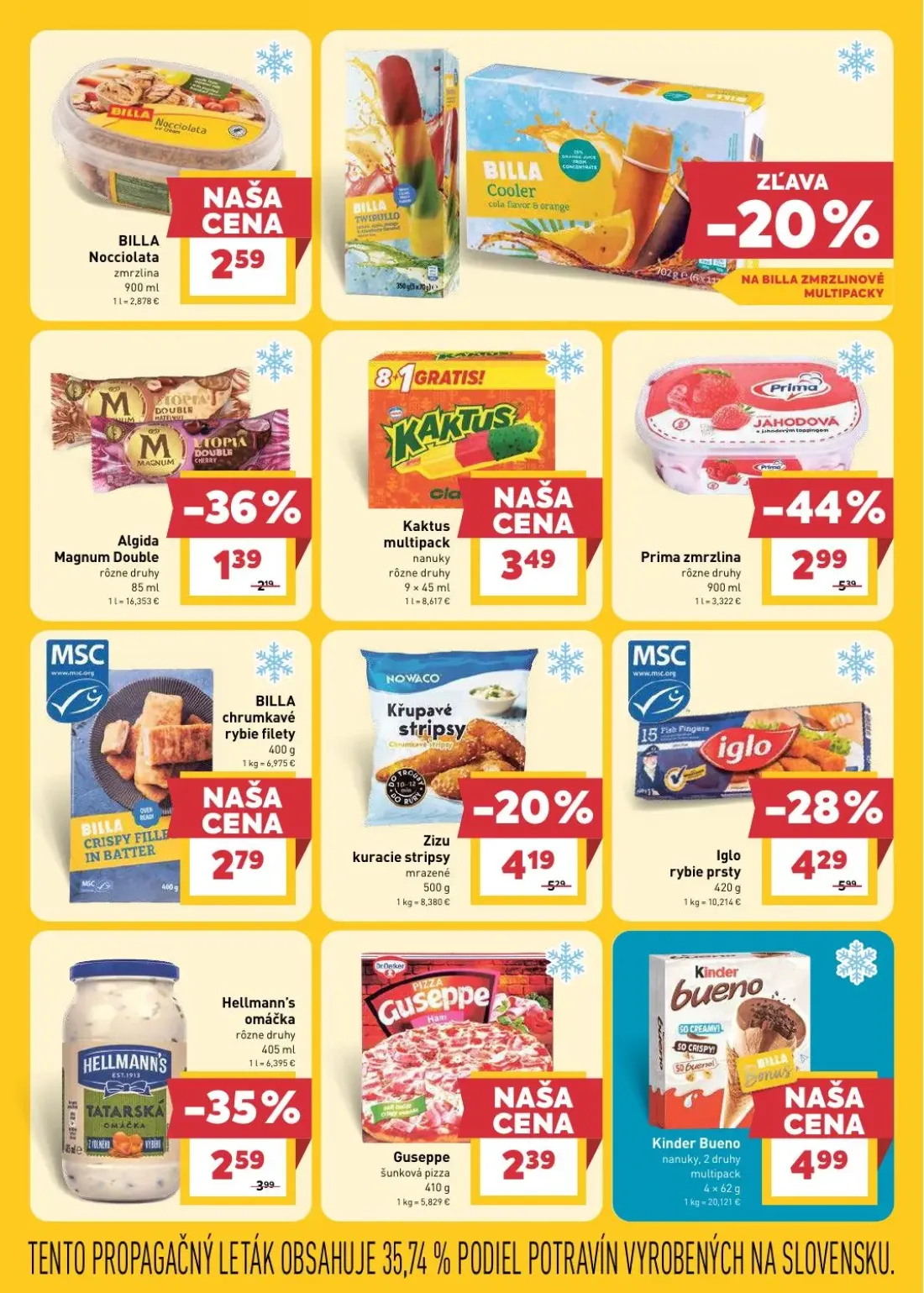 Billa leták, strana 11 z 29 — Prima zmrzlina, Algida Magnum Double, BILLA Nocciolata zmrzlina