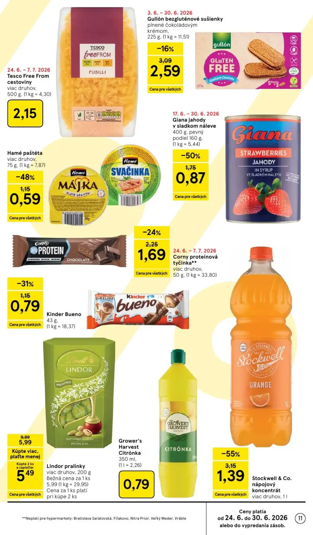 Tesco leták, strana 11 z 51 — Gullón bezgluténové sušienky plnené čokoládovým krémom, Tesco Free From cestoviny