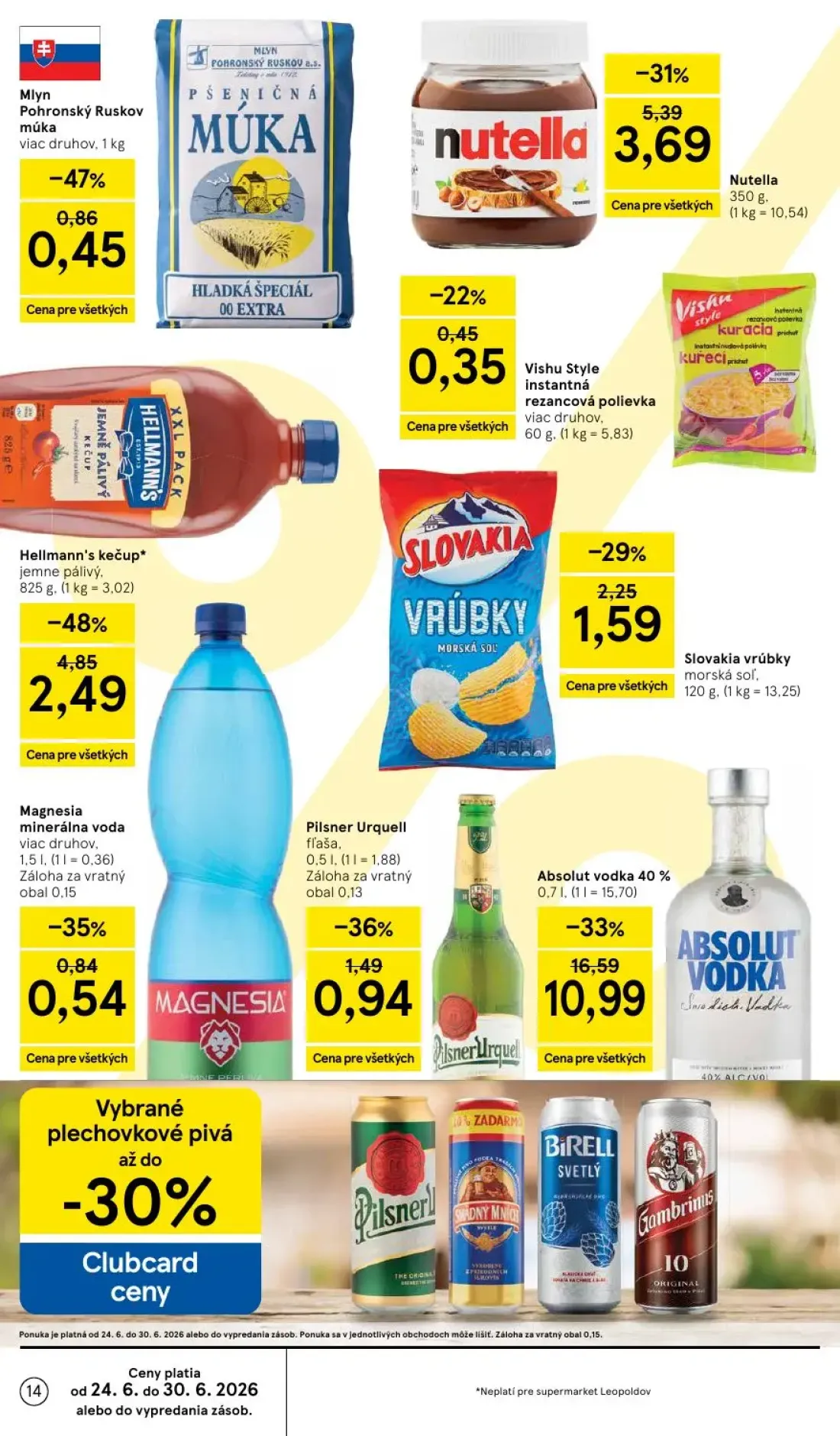 Tesco Supermarket leták, strana 14 z 33 — Hellmann's kečup* jemne pálivý, Nutella, Slovakia vrúbky morská soľ