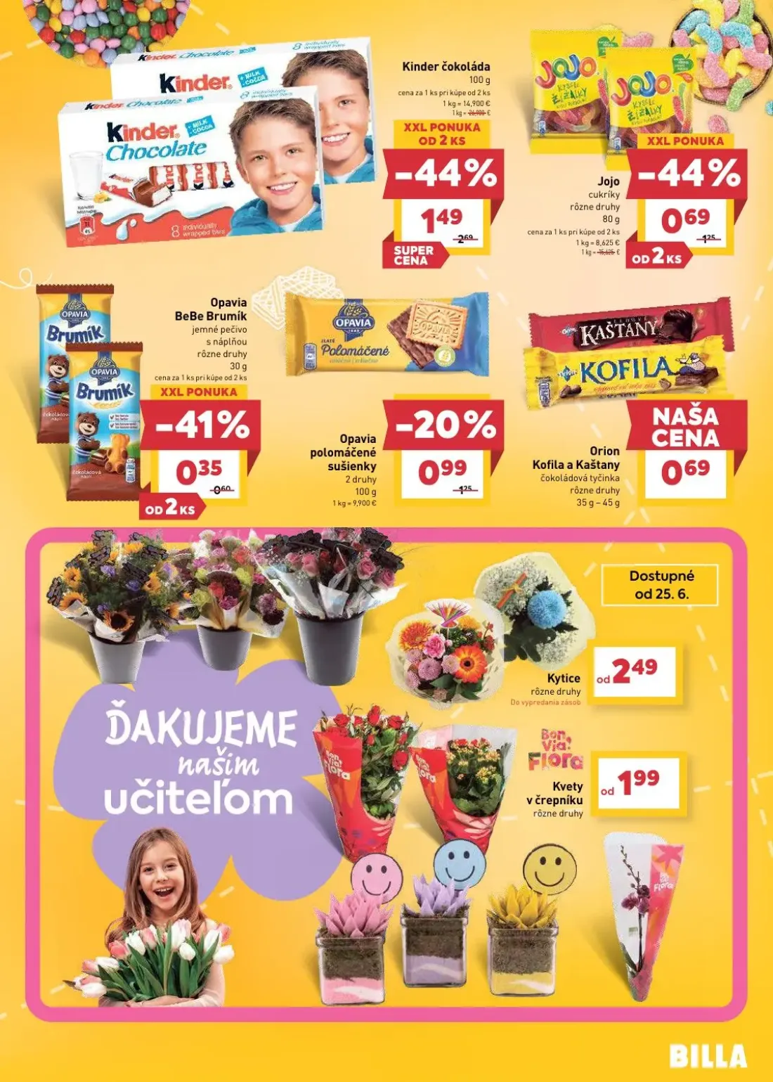 Billa leták, strana 17 z 29 — Kinder čokoláda, Jojo cukríky, Opavia polomáčené sušienky
