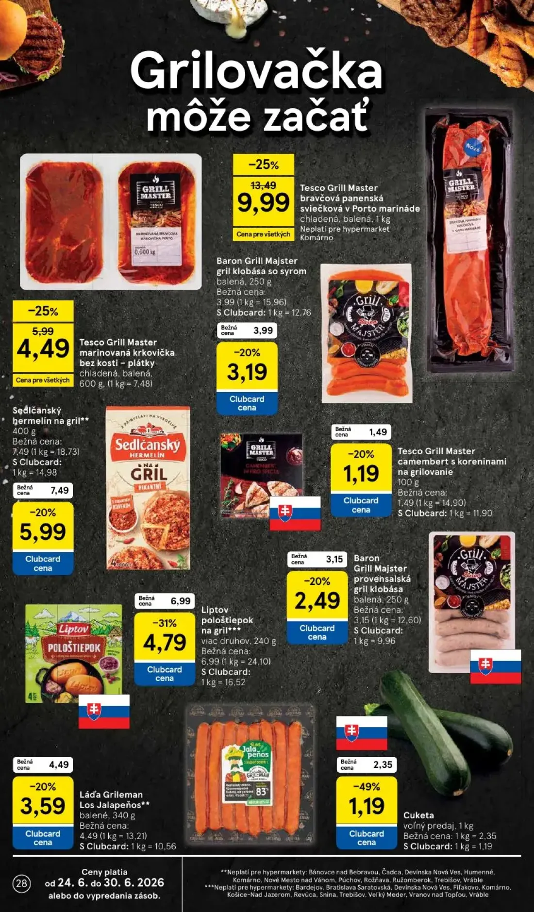 Tesco leták, strana 28 z 51 — Tesco Grill Master bravčová panenská sviečková v Porto marináde chladená, balená, Liptov pološ…