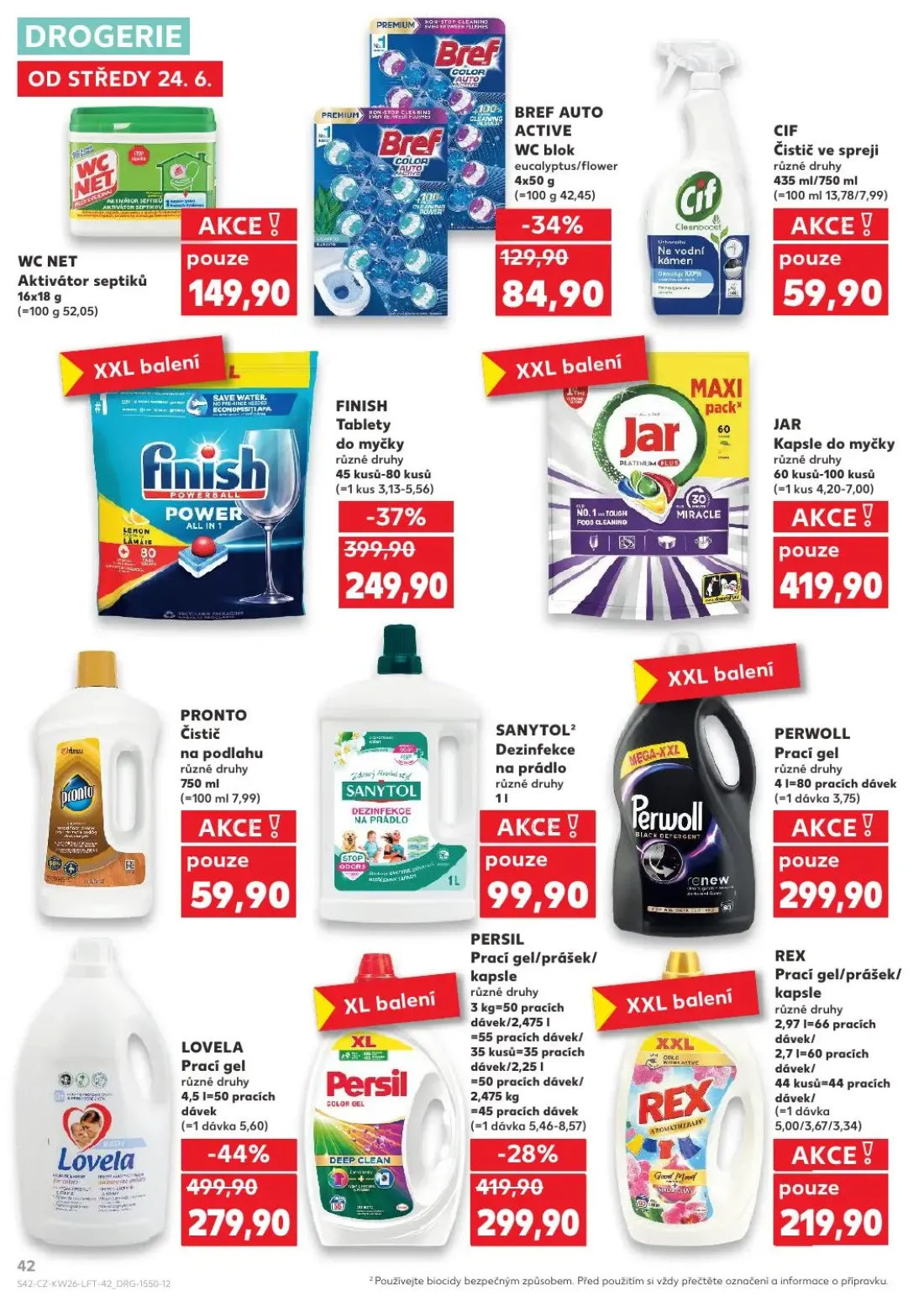 Kaufland leták, strana 42 z 54 — FINISH Tablety do myčky, PERSIL Prací gel/prášek/kapsle, BREF AUTO ACTIVE WC blok