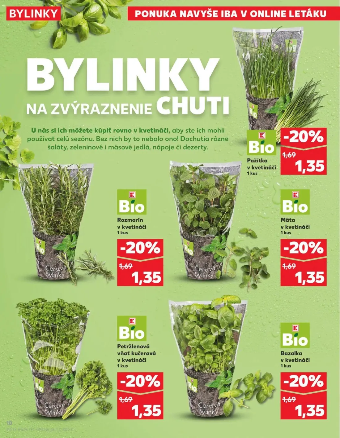 Kaufland leták, strana 10 z 84 — Pažítka, Rozmarín, Mäta
