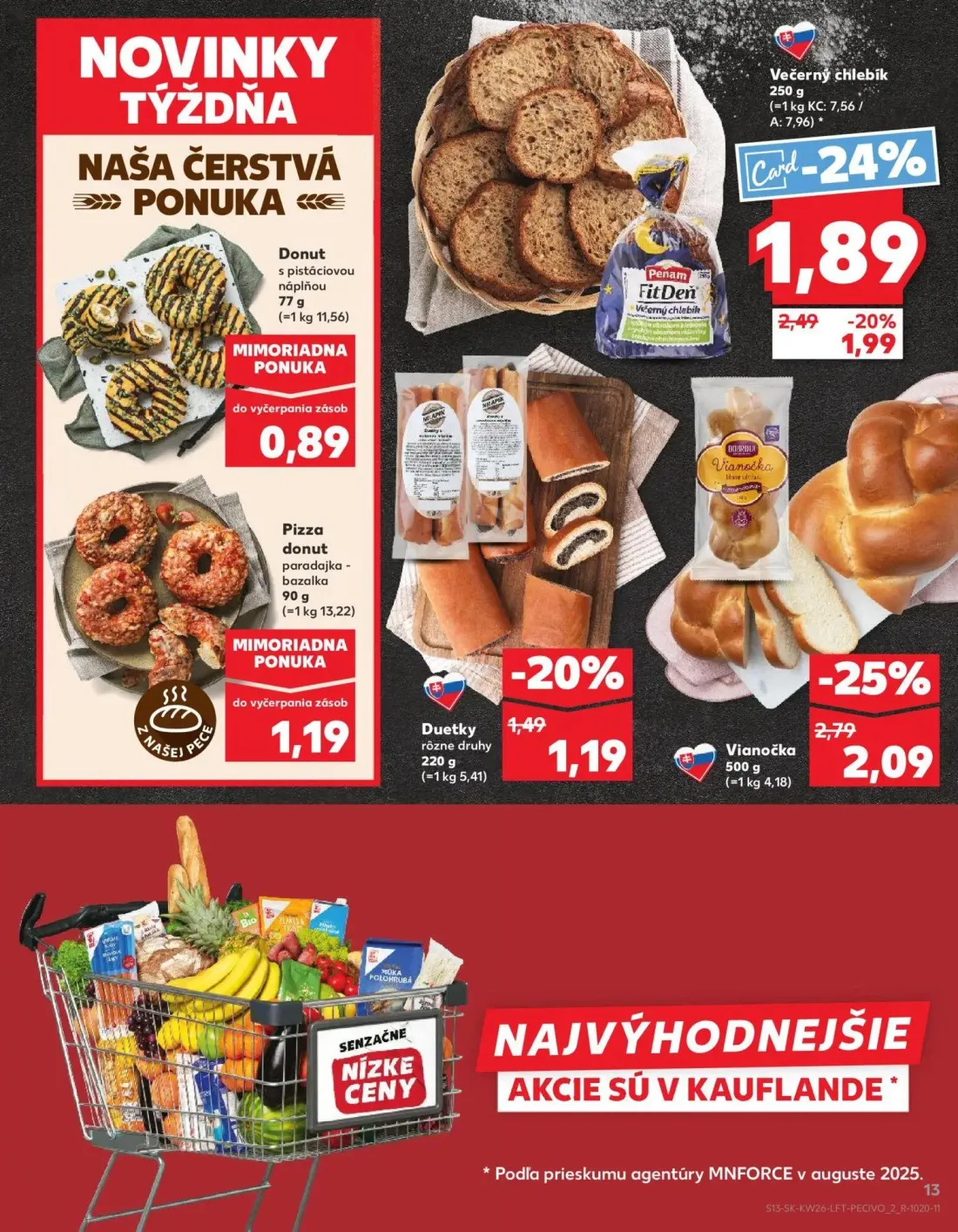 Kaufland leták, strana 13 z 84 — Vianočka, Večerný chlebík, Duetky rôzne druhy