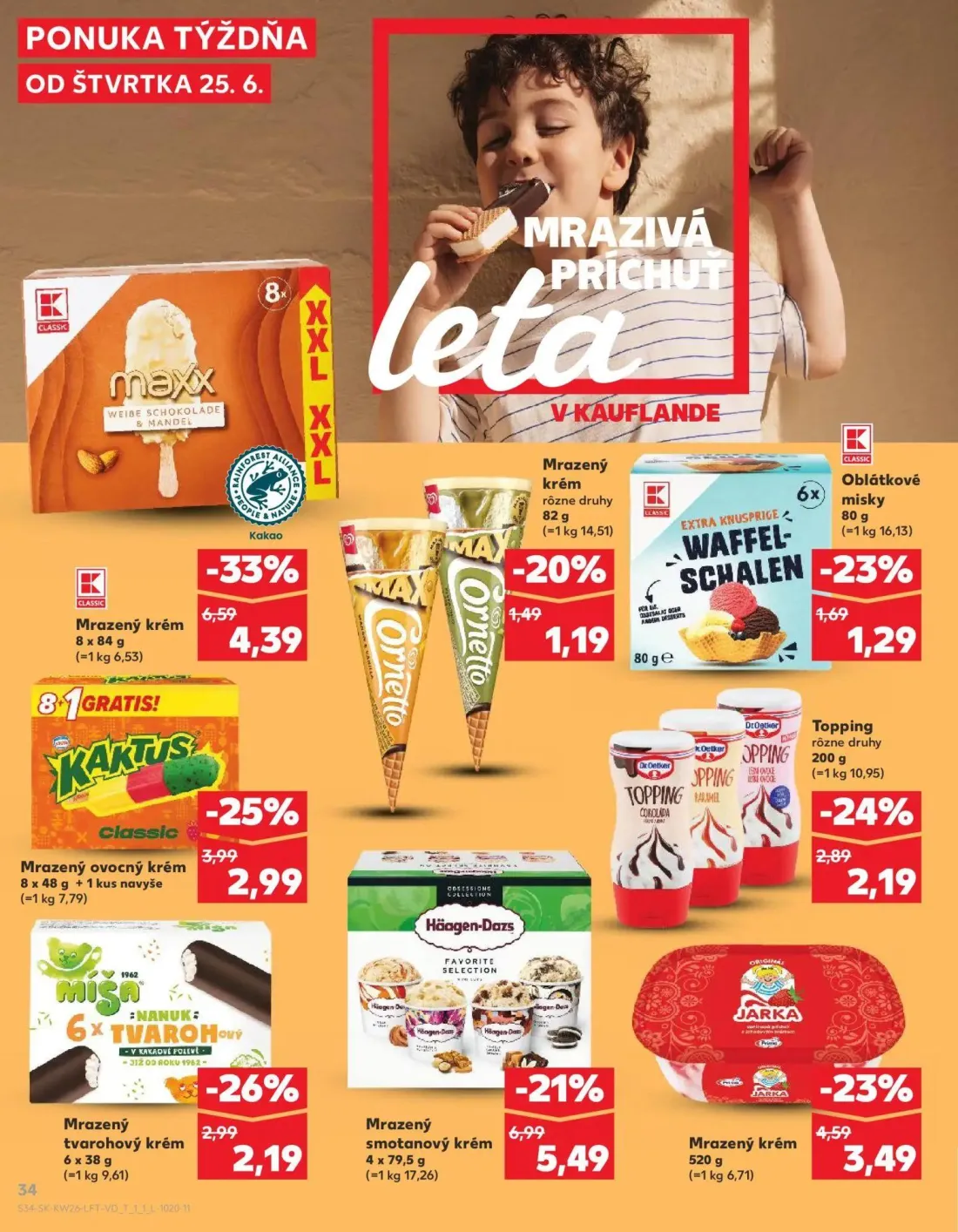 Kaufland leták, strana 34 z 84 — Mrazený krém, Mrazený smotanový krém, Mrazený krém