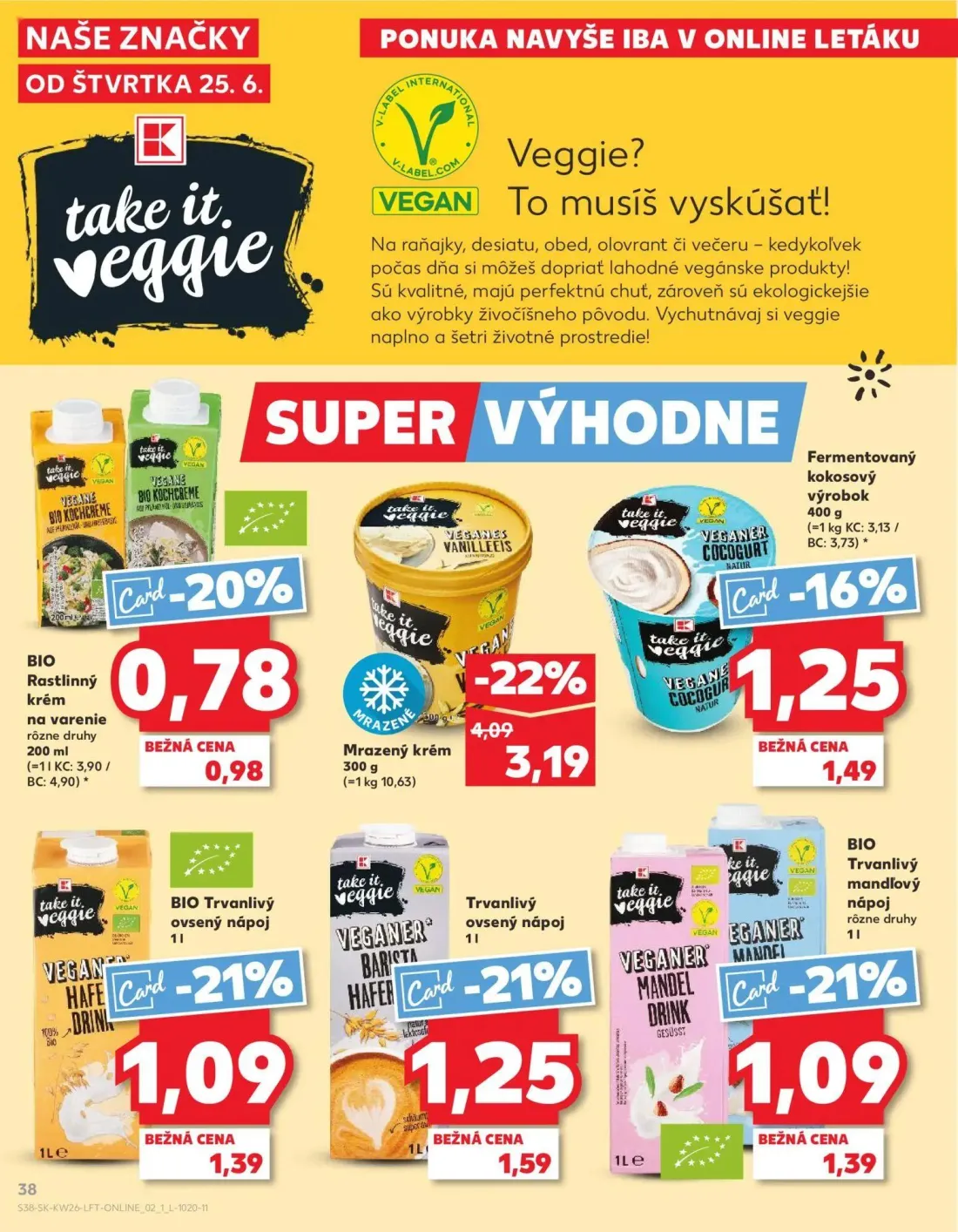 Kaufland leták, strana 38 z 84 — Mrazený krém, Trvanlivý ovsený nápoj, BIO Trvanlivý ovsený nápoj