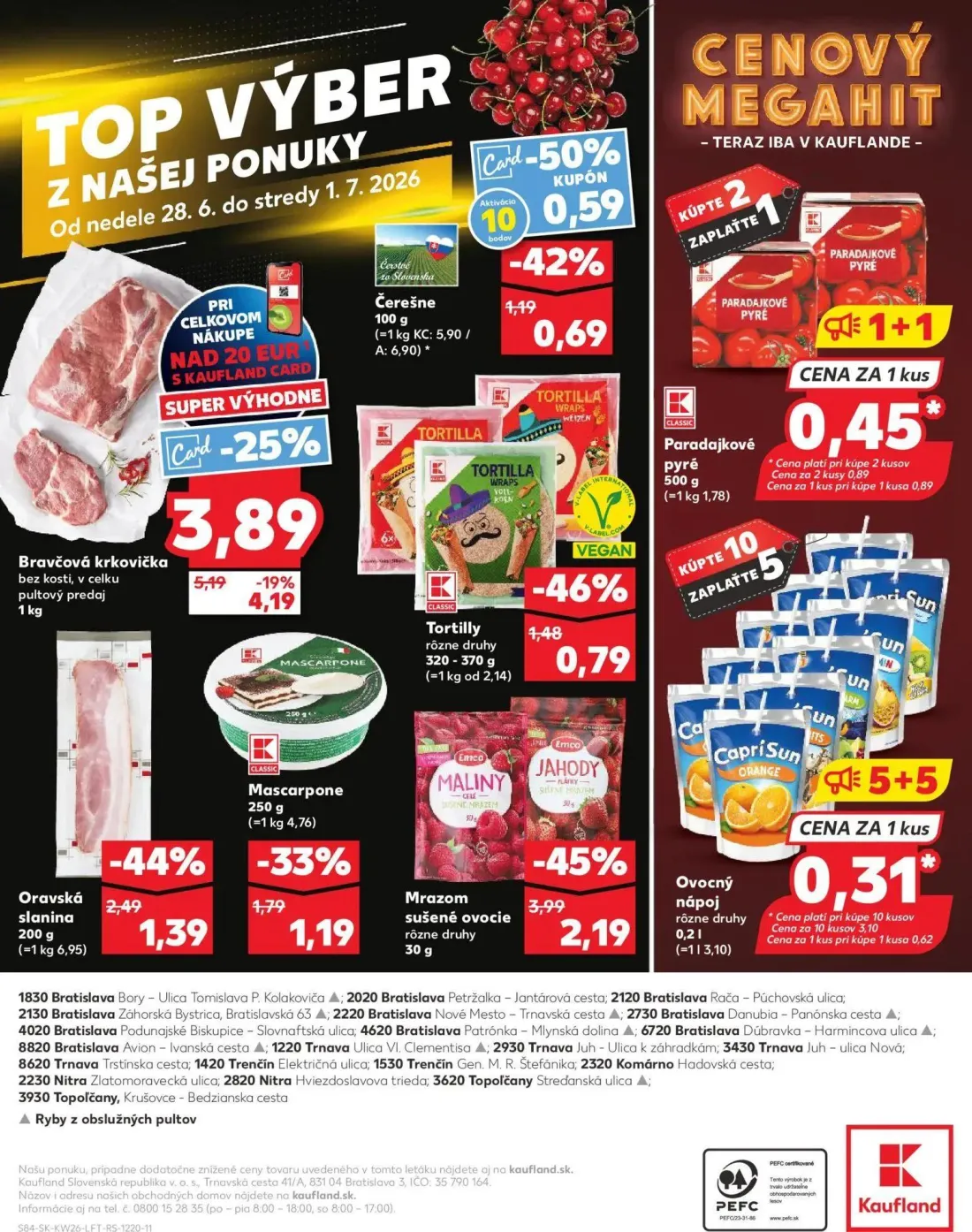 Kaufland leták, strana 84 z 84 — Bravčová krkovička bez kosti, Čerešne