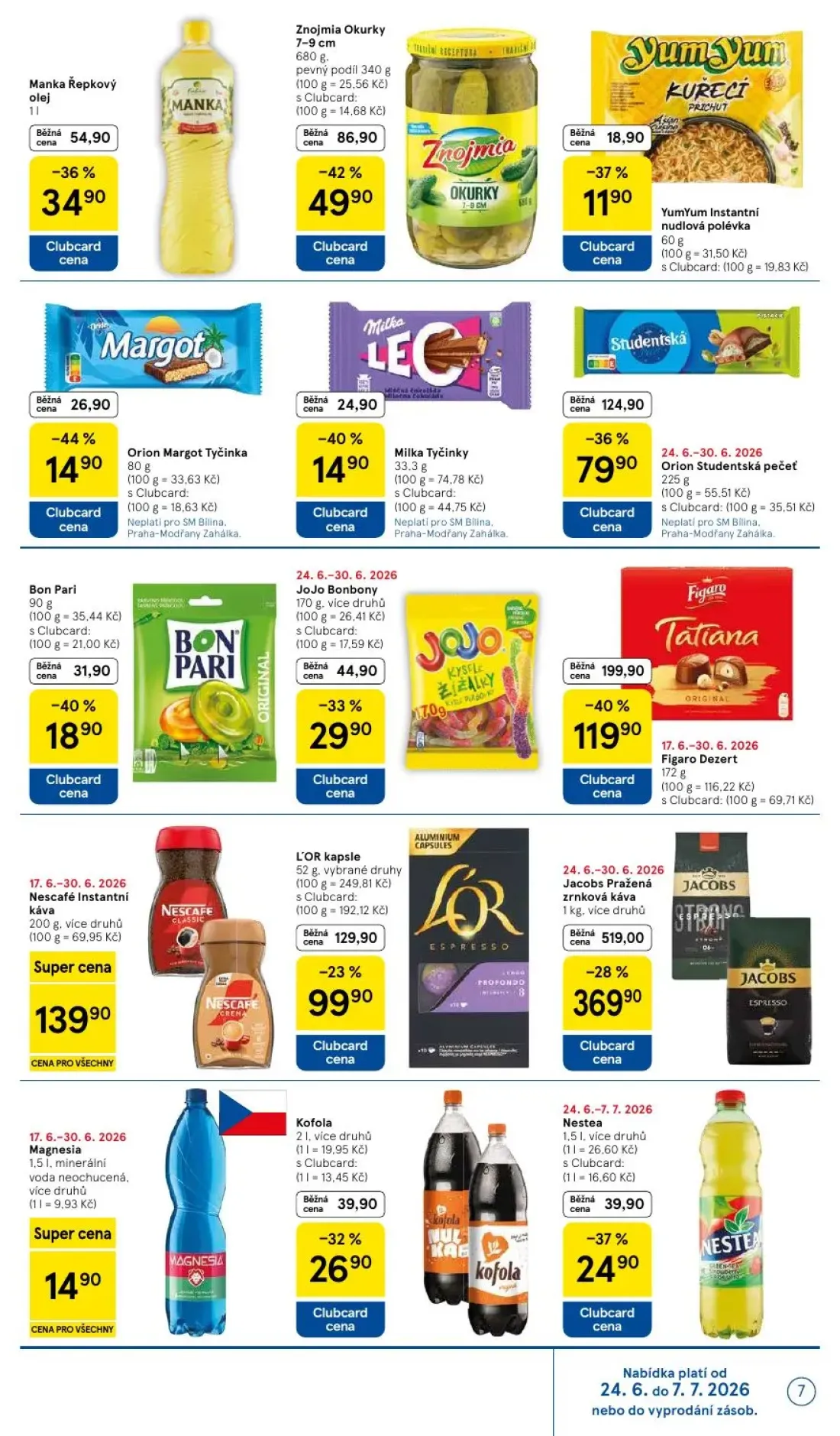 Tesco Supermarket leták, strana 7 z 10 — Jacobs Pražená zrnková káva, Orion Studentská pečeť, L'OR kapsle