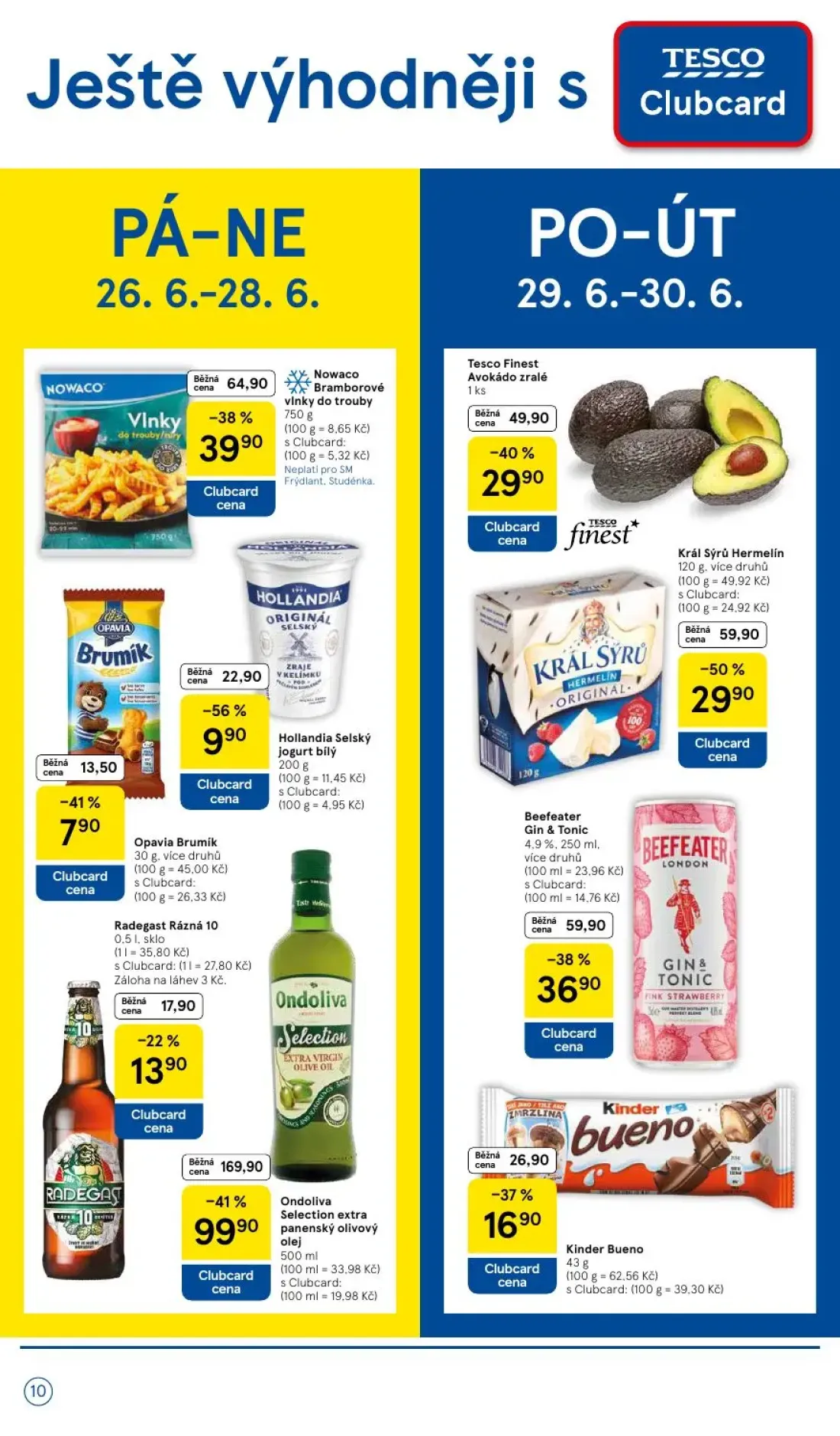 Tesco Supermarket leták, strana 10 z 10 — Kinder Bueno, Opavia Brumik, Radegast Rázná 10