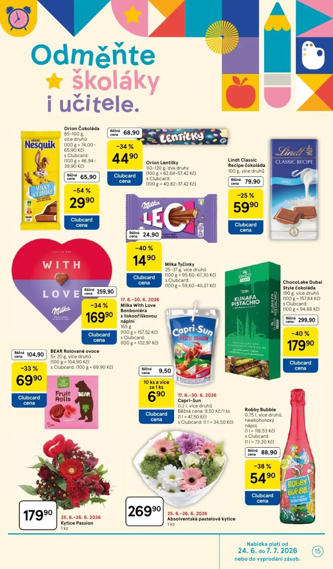 Tesco leták, strana 15 z 38 — Milka With Love Bonboniéra s lískooříškovou náplní, Orion Čokoláda, Orion Lentilky