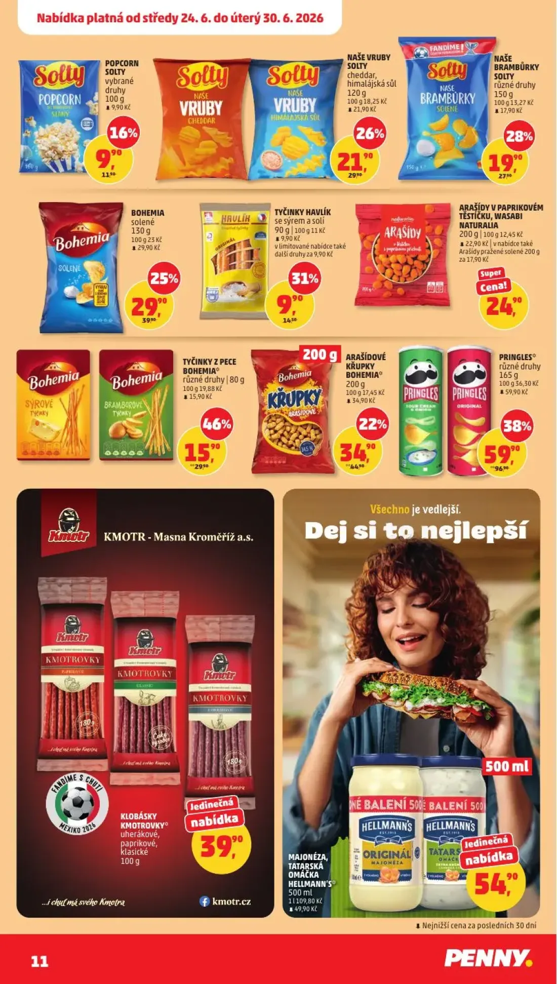 PENNY leták, strana 11 z 38 — PRINGLES, TYČINKY Z PECE BOHEMIA, BOHEMIA solené