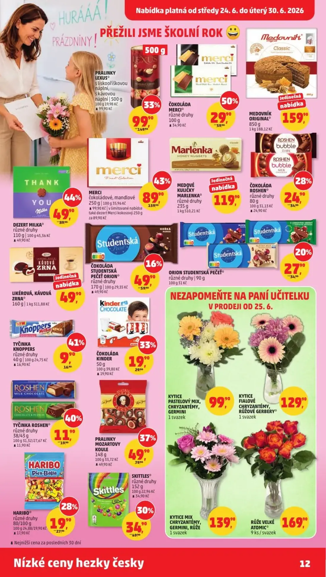 PENNY leták, strana 12 z 38 — MERCI čokoládové, mandlové, DEZERT MILKA*, ČOKOLÁDA MERCI