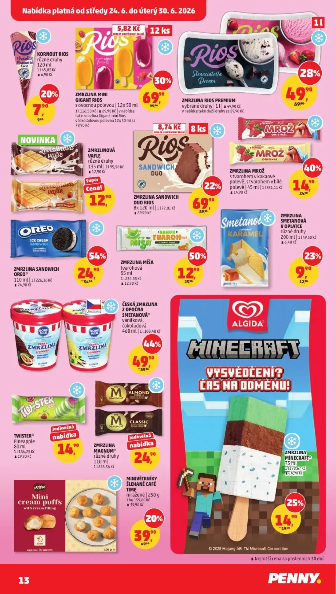 PENNY leták, strana 13 z 38 — ČESKÁ ZMRZLINA Z OPOČNA SMETANOVÁ, ZMRZLINA MINI GIGANT RIOS, ZMRZLINA SANDWICH OREO
