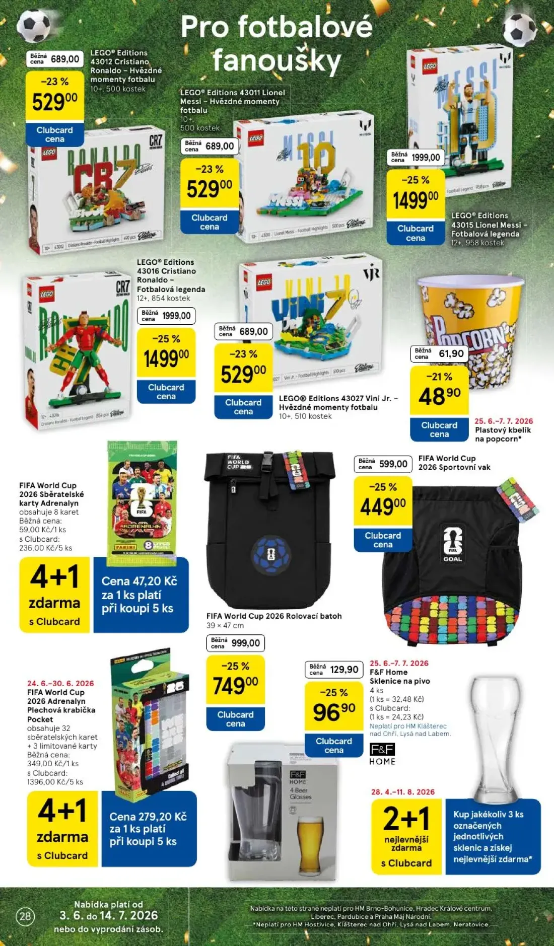 Tesco leták, strana 28 z 38 — LEGO® Editions 43015 Lionel Messi - Fotbalová legenda, LEGO® Editions 43016 Cristiano Ronaldo …