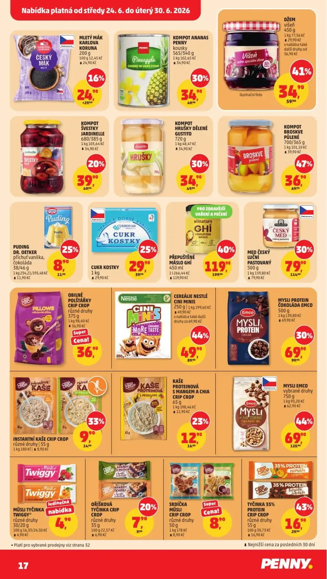 PENNY leták, strana 17 z 38 — MYSLI EMCO, CEREÁLIE NESTLÉ CINI MINIS, MYSLI PROTEIN ČOKOLÁDA EMCO