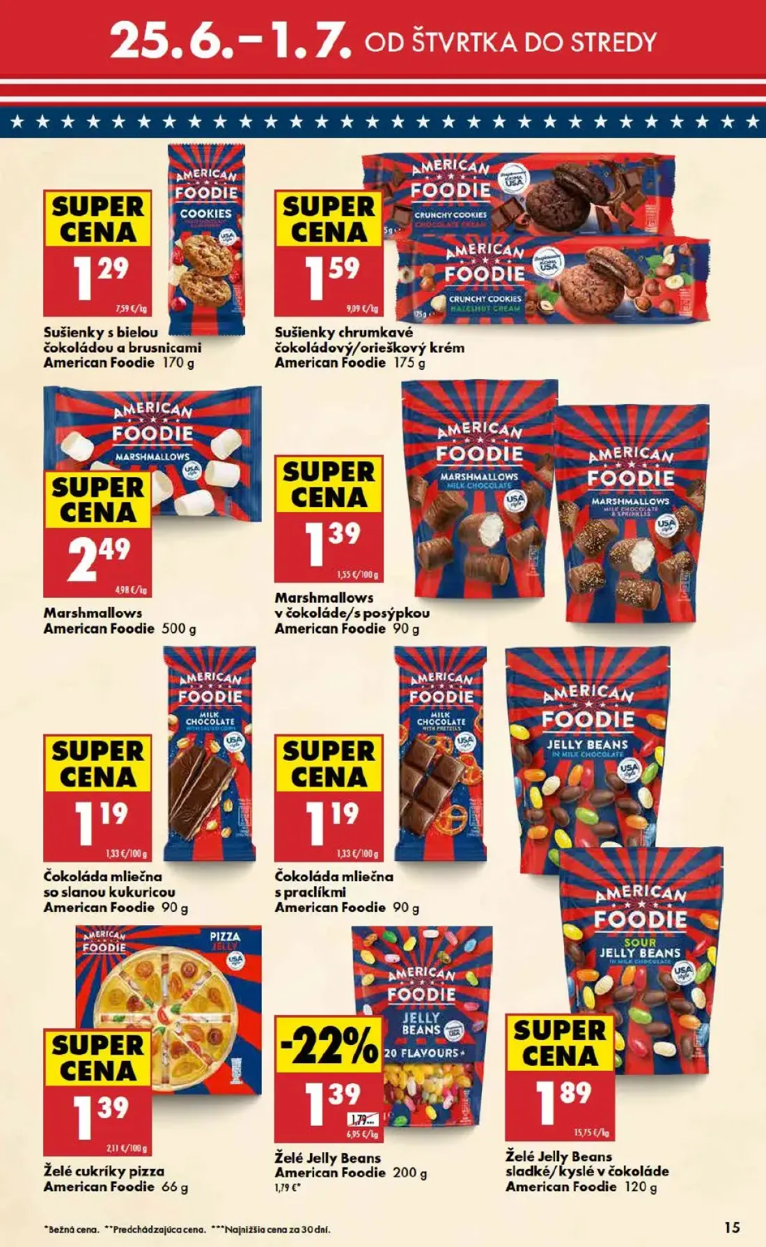 Biedronka leták, strana 15 z 48 — Želé Jelly Beans American Foodie, Sušienky s bielou čokoládou a brusnicami American Foodie…