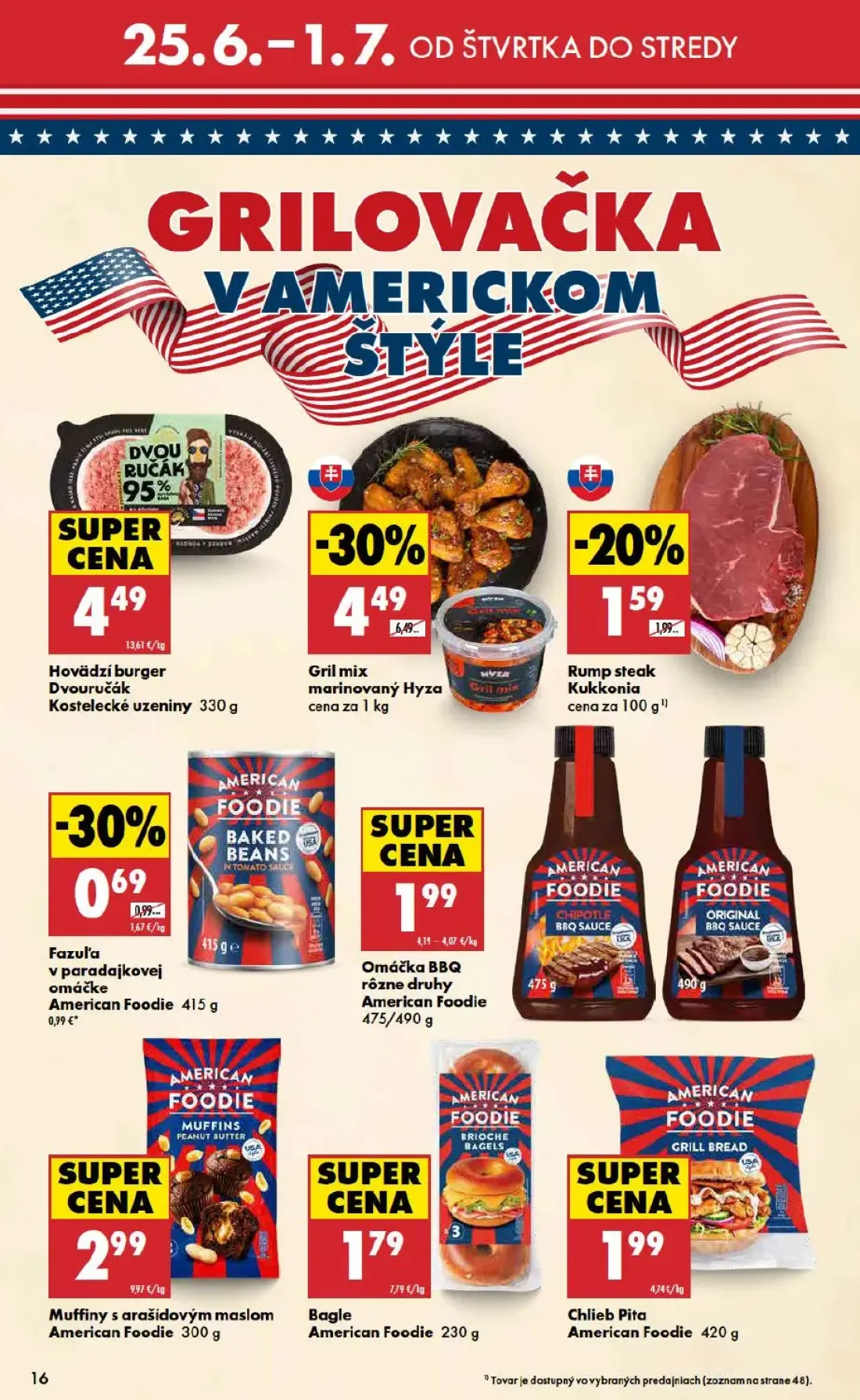 Biedronka leták, strana 16 z 48 — Gril mix marinovaný Hyza, Rump steak Kukkonia, Hovädzí burger Dvouručák Kostelecké uzeniny