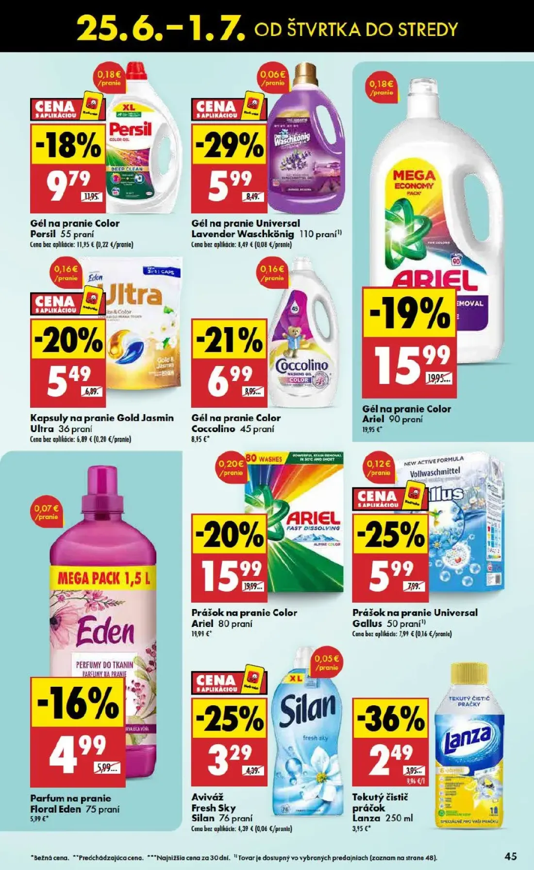 Biedronka leták, strana 45 z 48 — Prášok na pranie Color Ariel, Gél na pranie Color Ariel, Gél na pranie Universal Lavender …