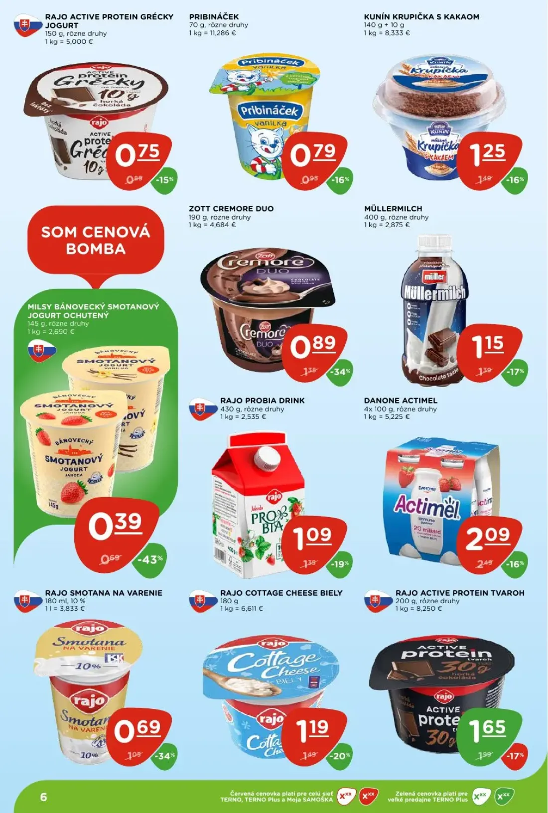 Terno leták, strana 6 z 26 — ZOTT CREMORE DUO, DANONE ACTIMEL, RAJO SMOTANA NA VARENIE