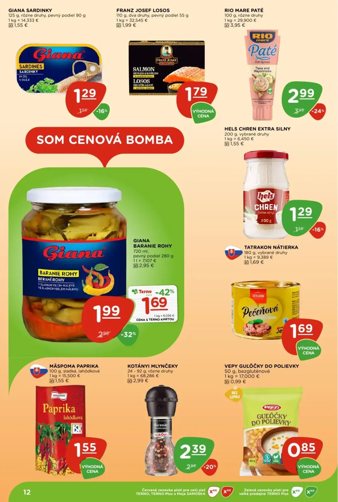 Terno leták, strana 12 z 26 — RIO MARE PATÉ, GIANA SARDINKY, HELS CHREN EXTRA SILNY