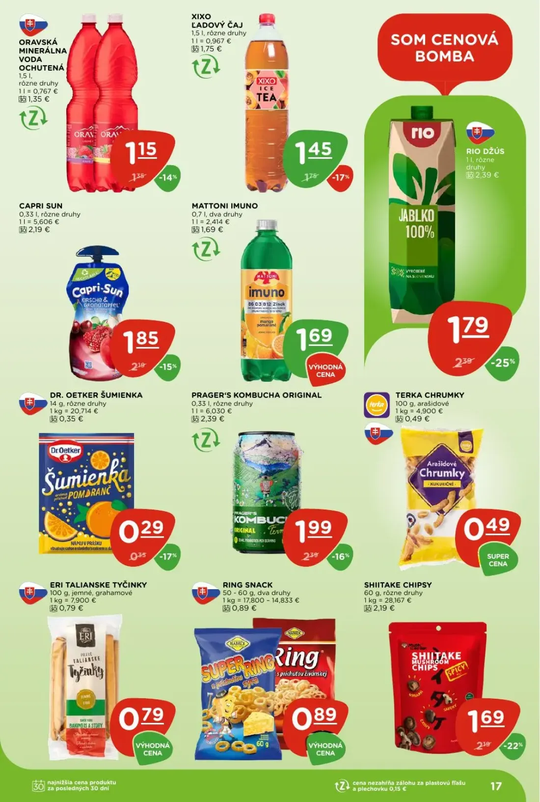 Terno leták, strana 17 z 26 — RIO DŽÚS, SHIITAKE CHIPSY, CAPRI SUN